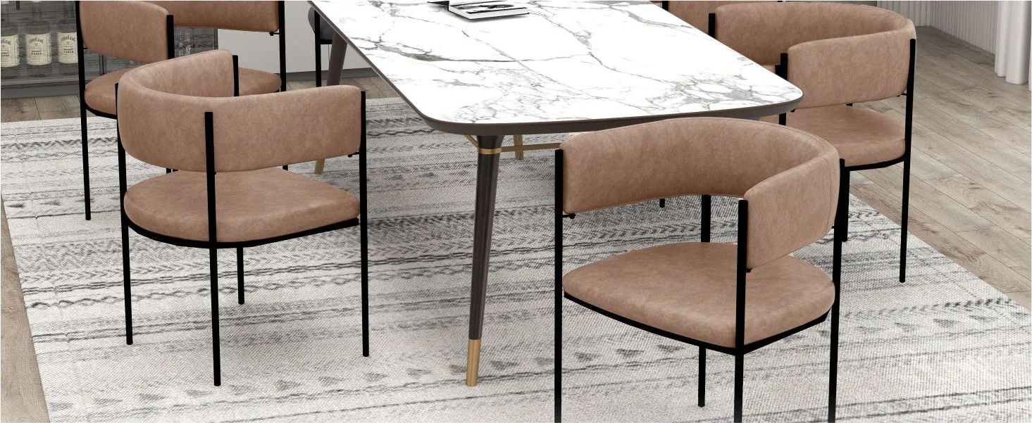 Cyril Collection Modern Chair in Light Brown Velvet Set of 2