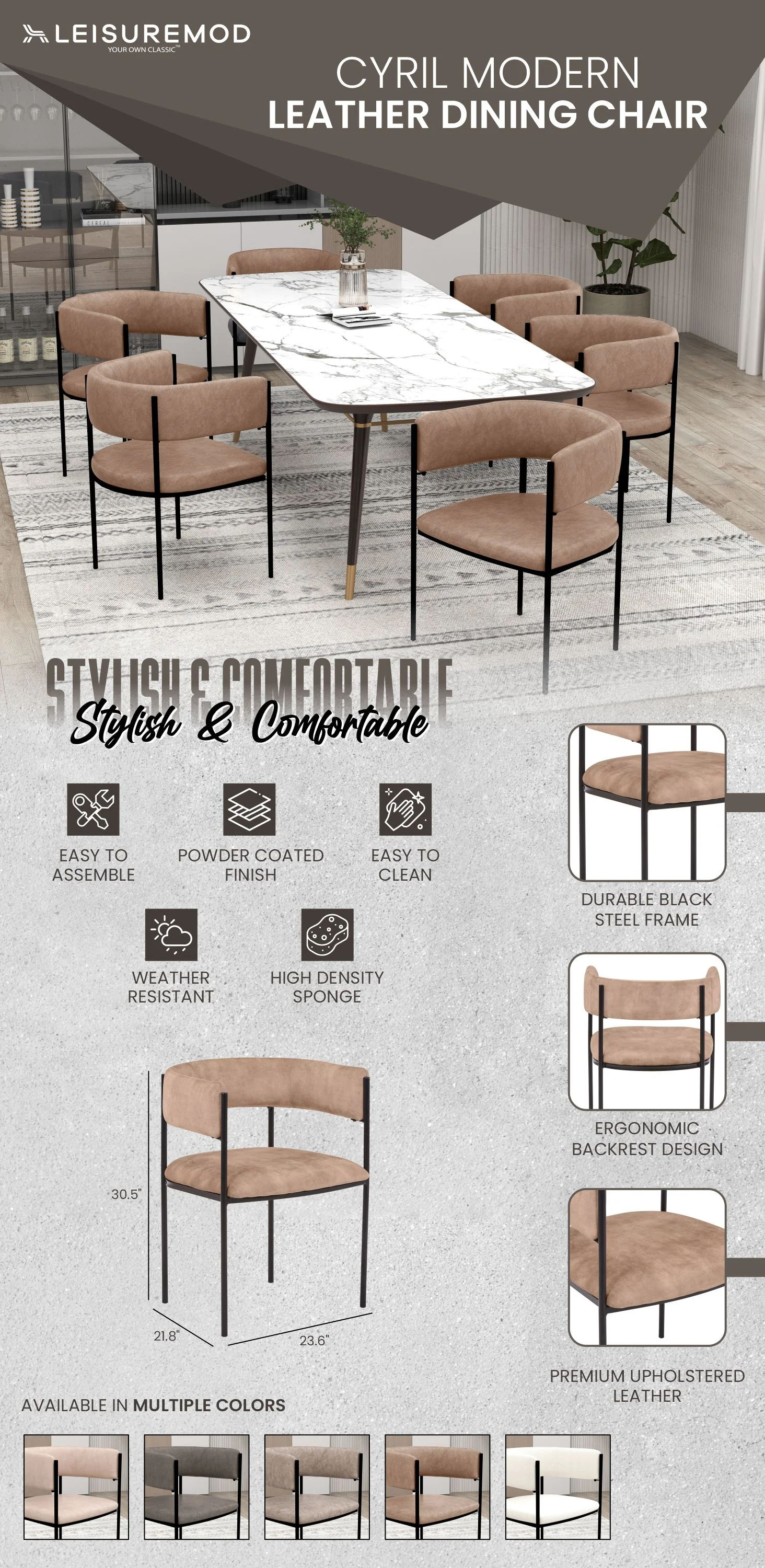 Cyril Collection Modern Chair in Light Brown Velvet