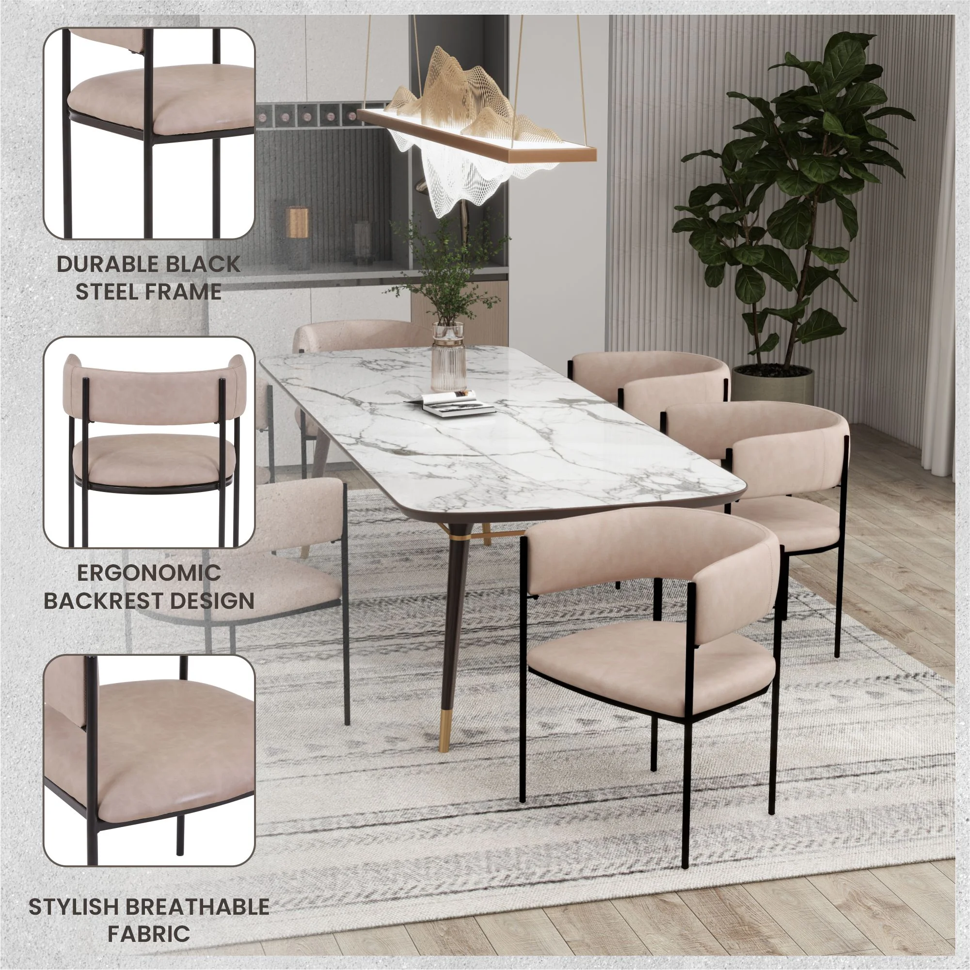 Cyril Collection Modern Chair in Taupe Set of 2