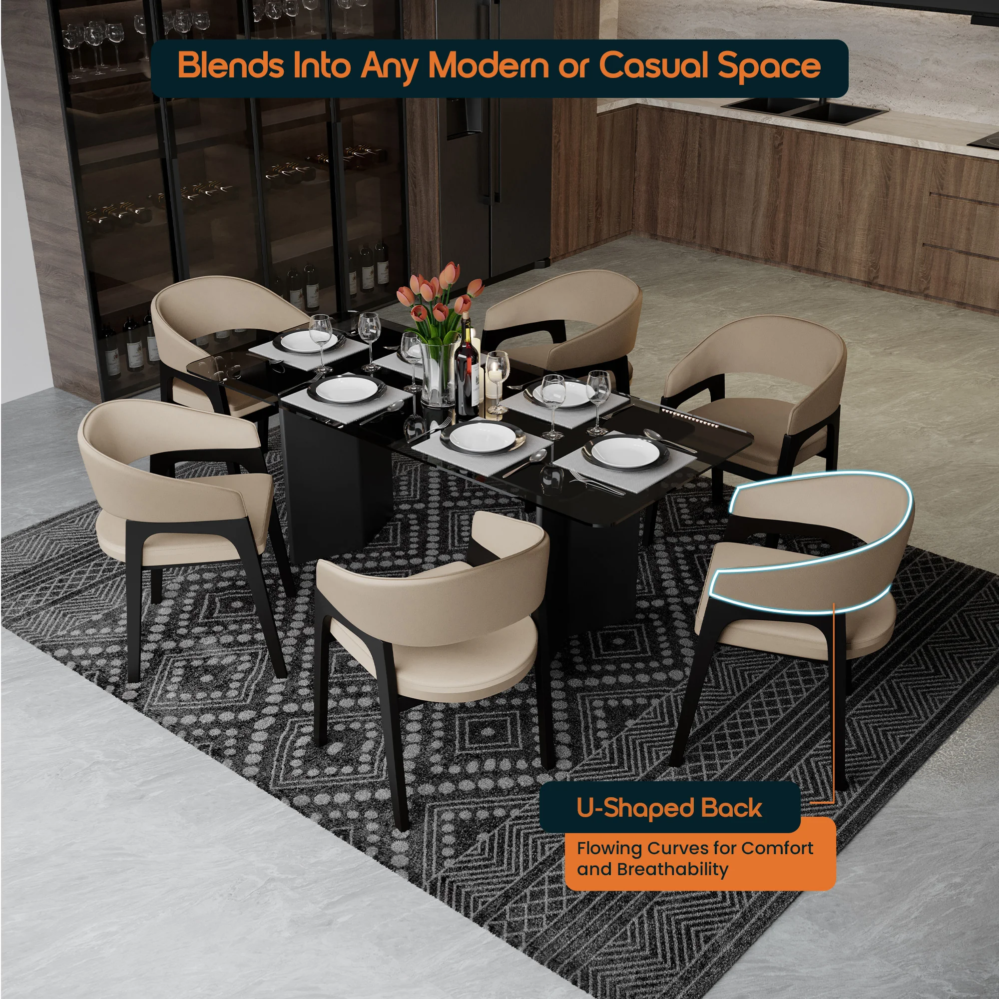 Cali Collection Modern Dining Chair in Beige