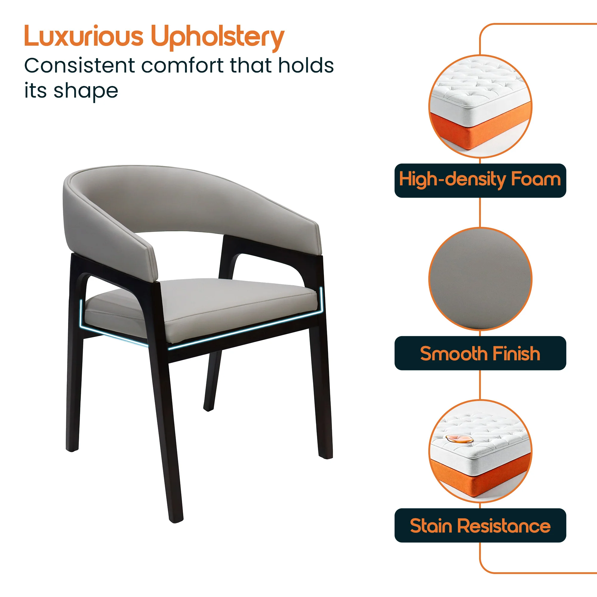 Cali Collection Modern Dining Chair in Light Grey