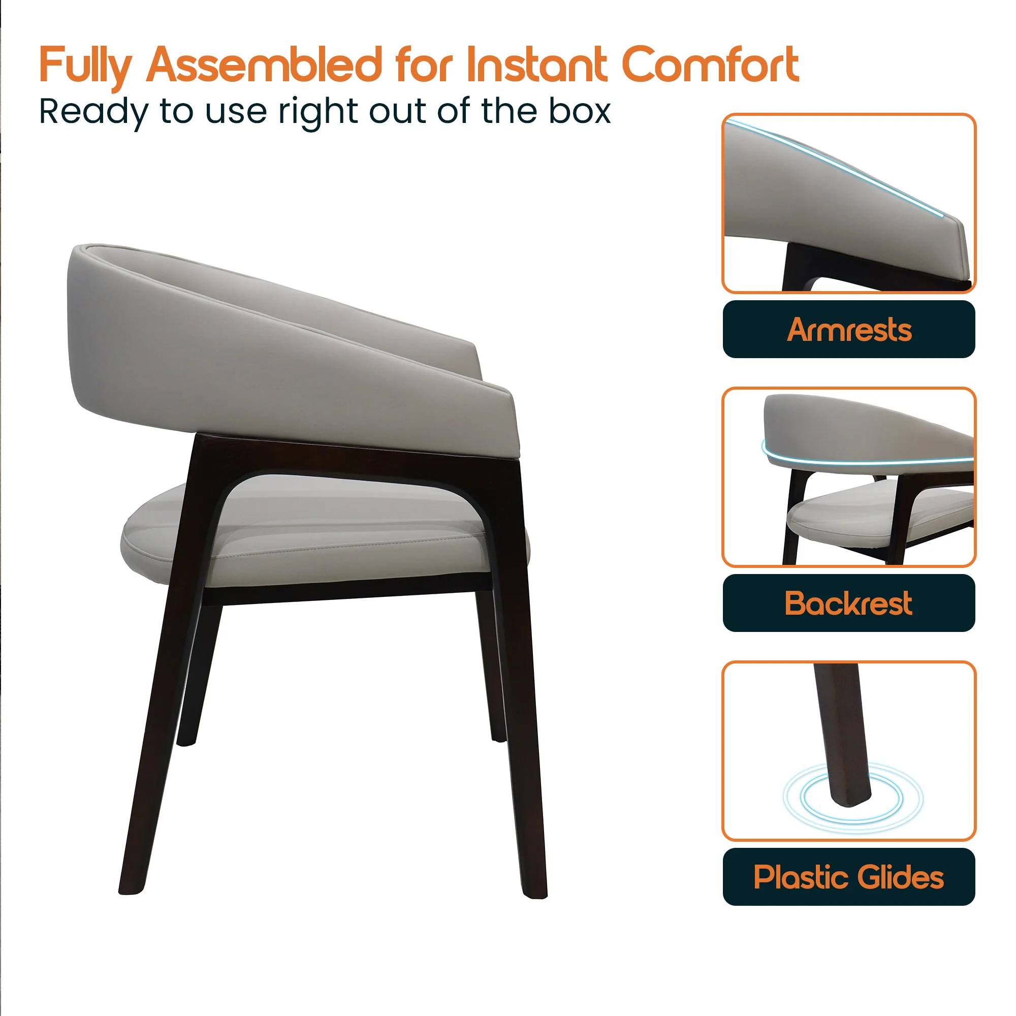 Cali Collection Modern Dining Chair in Light Grey