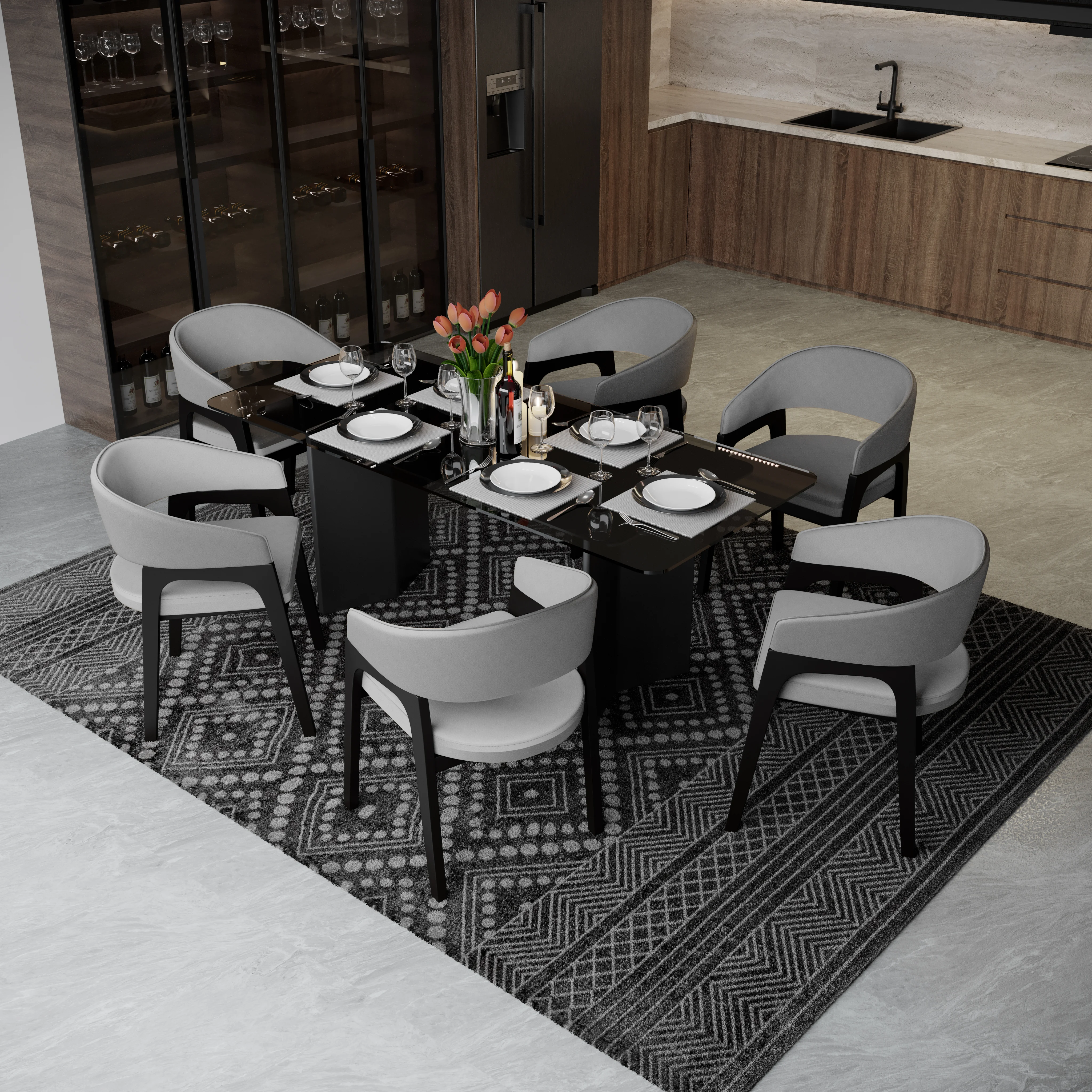 Cali Collection Modern Dining Chair in Light Grey - Set of 2