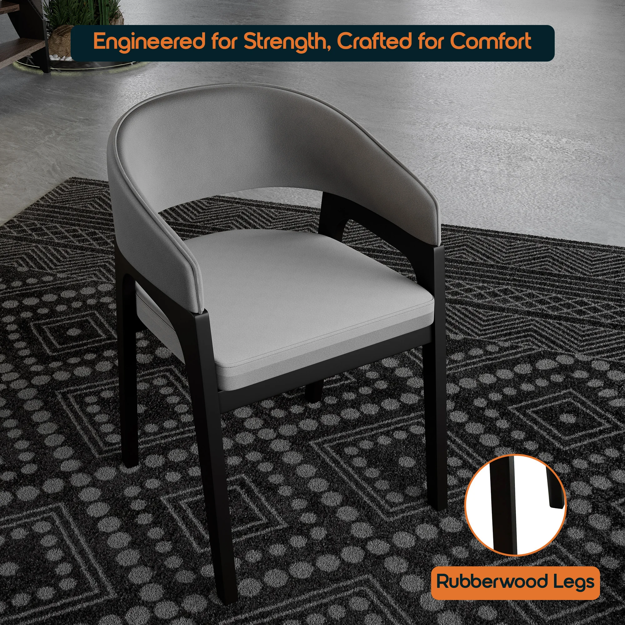 Cali Collection Modern Dining Chair in Light Grey - Set of 4