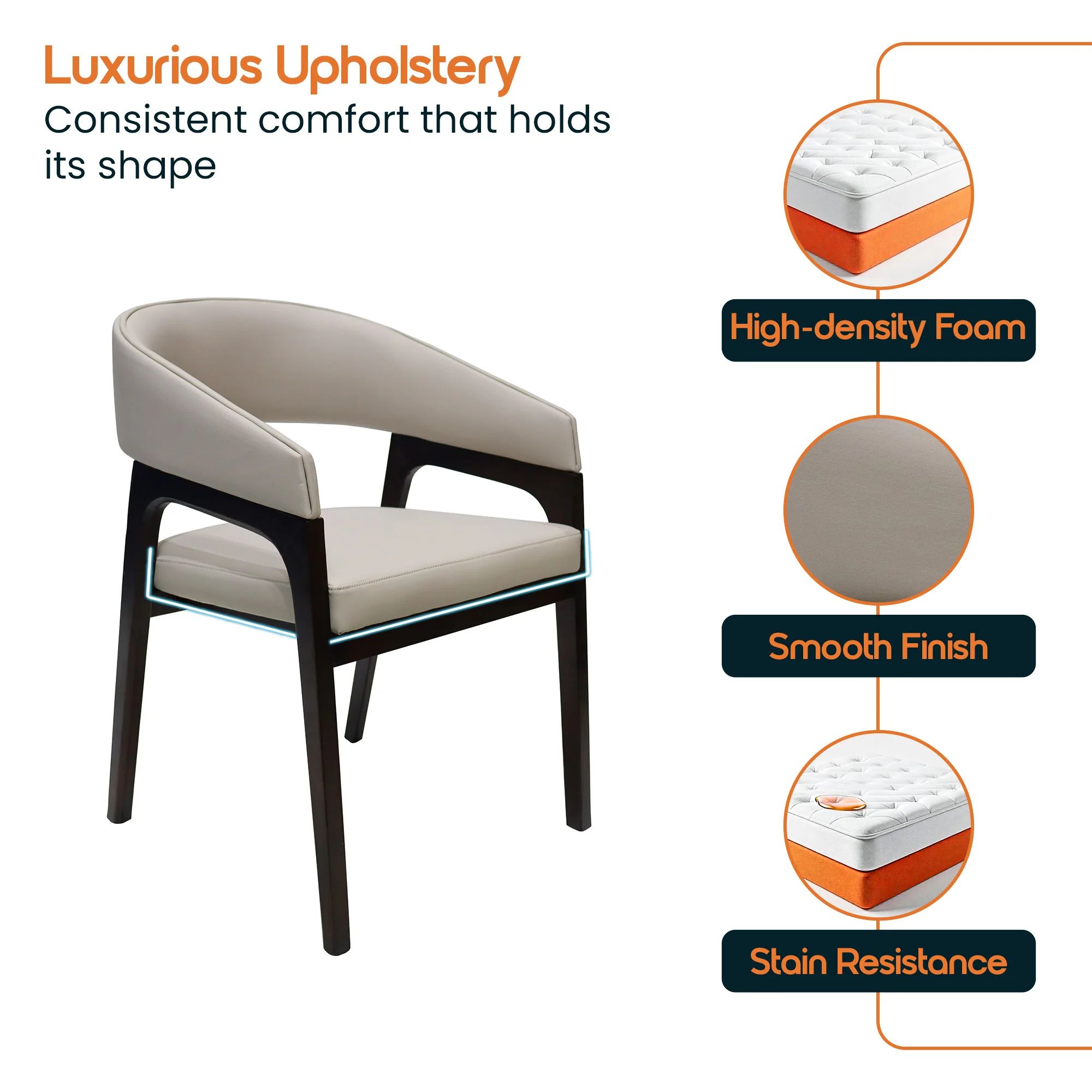 Cali Collection Modern Dining Chair in Taupe