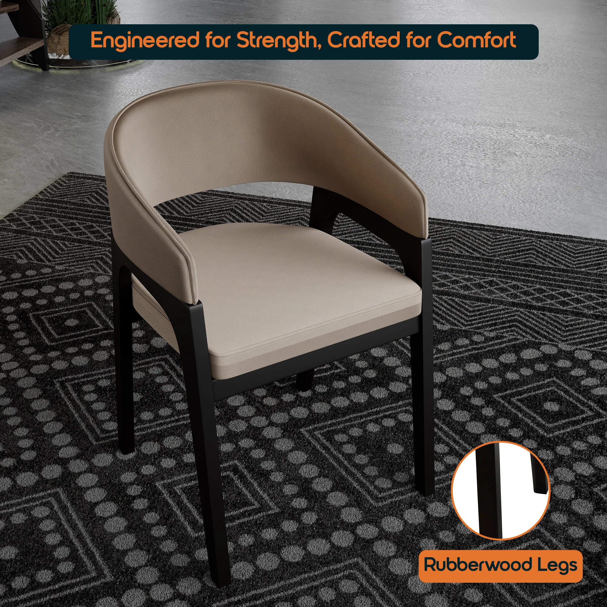 Cali Collection Modern Dining Chair in Taupe - Set of 2