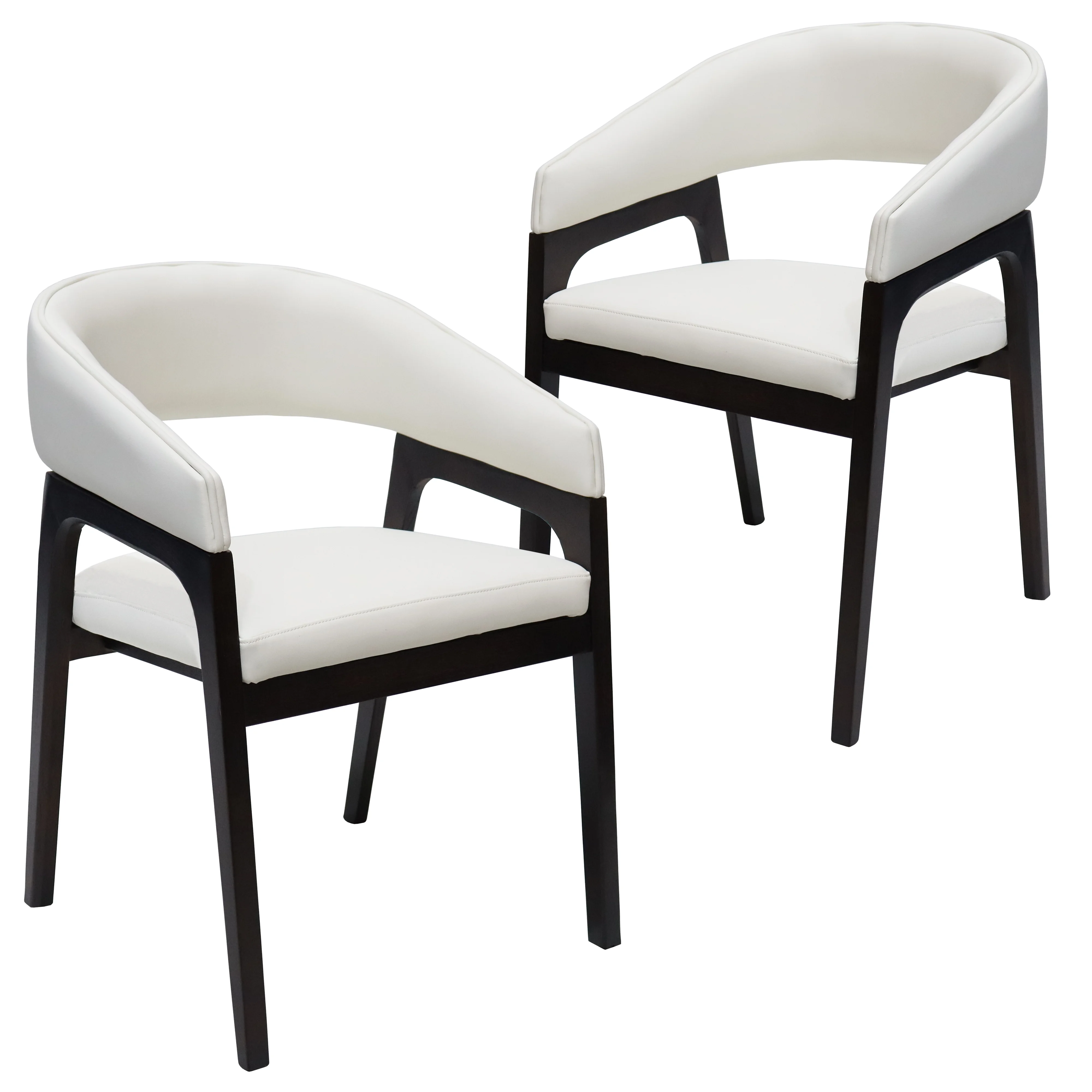 Cali Collection Modern Dining Chair in White - Set of 2