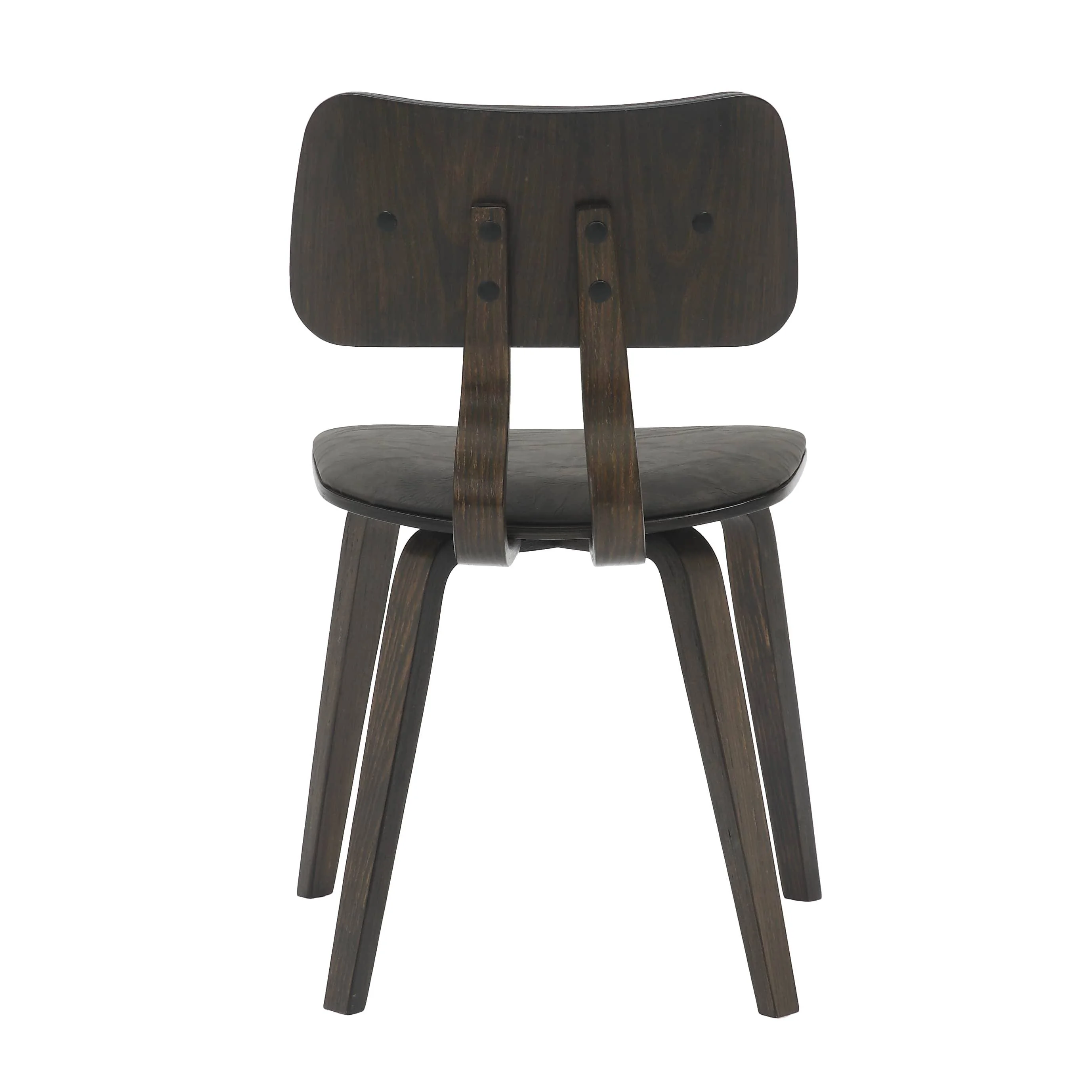 Modern Wooden Dining Chair, Dark Walnut Color Frame in Brown, Clivo Collection By LeisrueMod