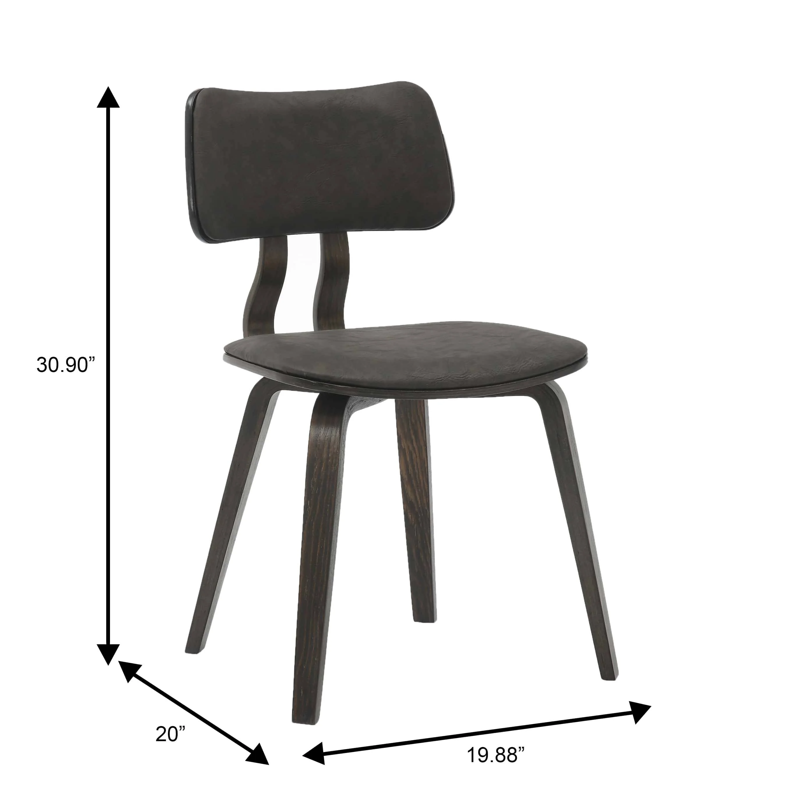 Modern Wooden Dining Chair, Dark Walnut Color Frame in Brown, Clivo Collection By LeisrueMod