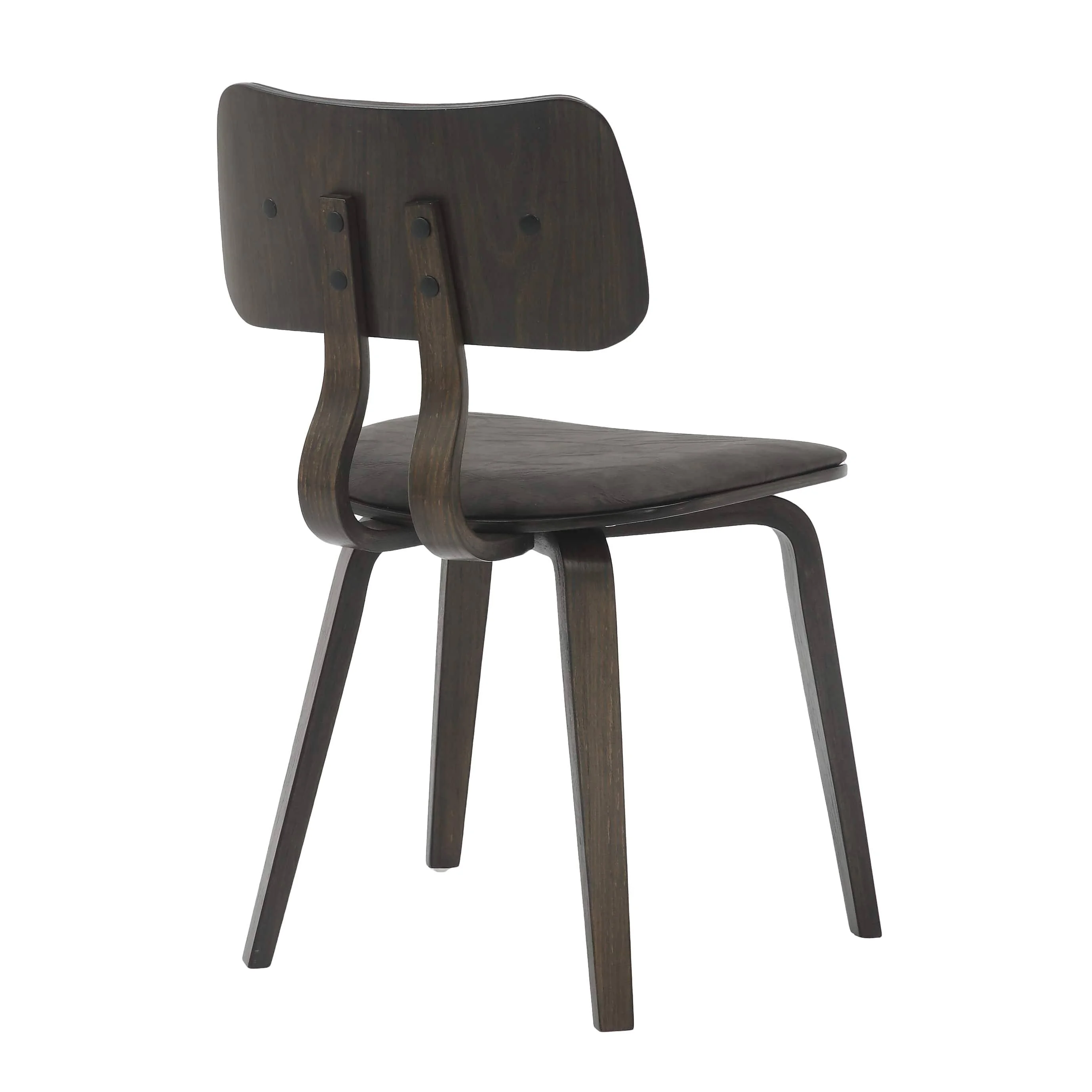 Modern Wooden Dining Chair, Dark Walnut Color Frame in Brown, Clivo Collection By LeisrueMod