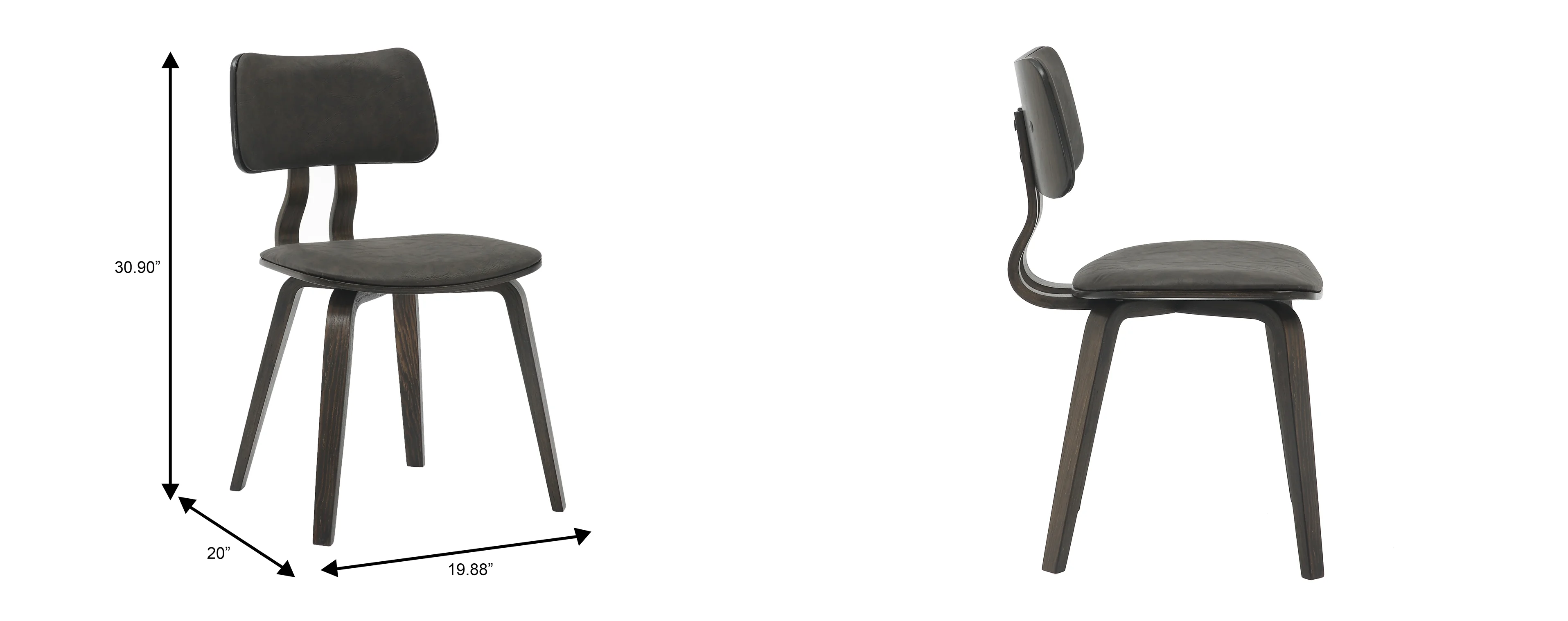 Modern Wooden Dining Chair, Dark Walnut Color Frame in Brown, Clivo Collection By LeisrueMod