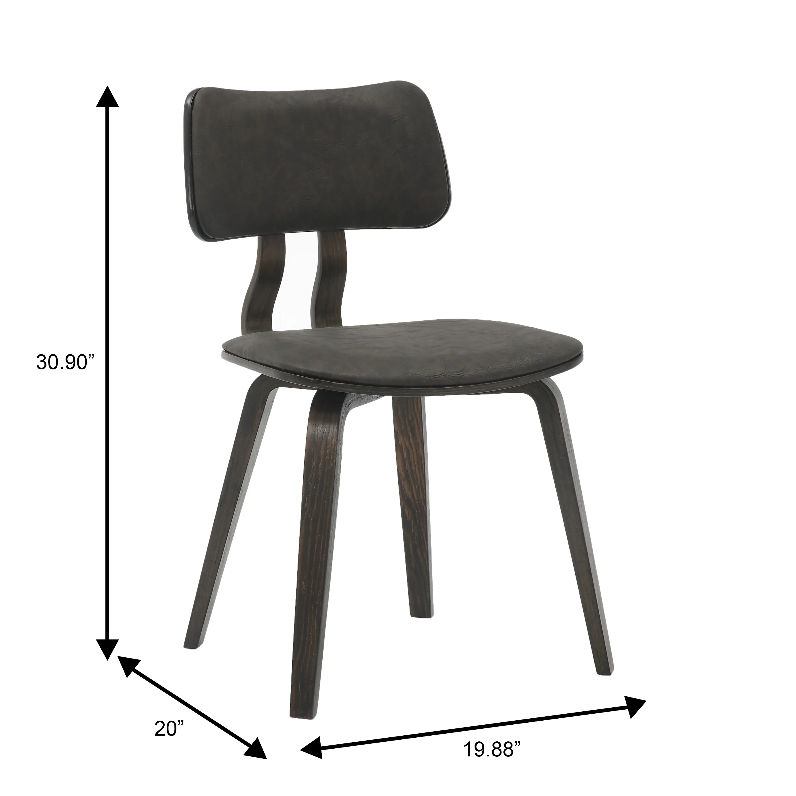 Modern Wooden Dining Chair, Dark Walnut Color Frame in Brown, Clivo Collection By LeisrueMod