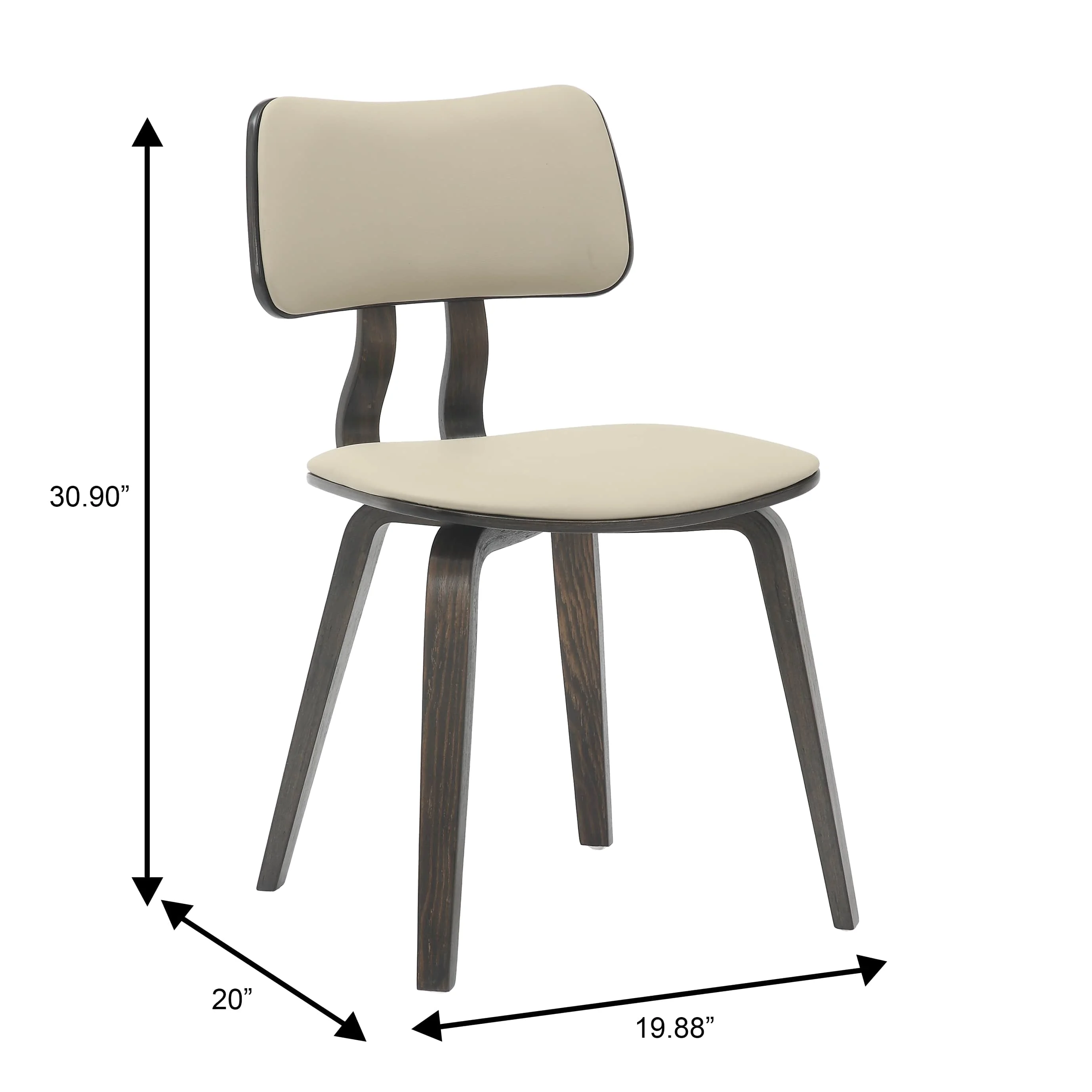 Modern Wooden Dining Chair, Dark Walnut Color Frame in Taupe, Clivo Collection By LeisrueMod