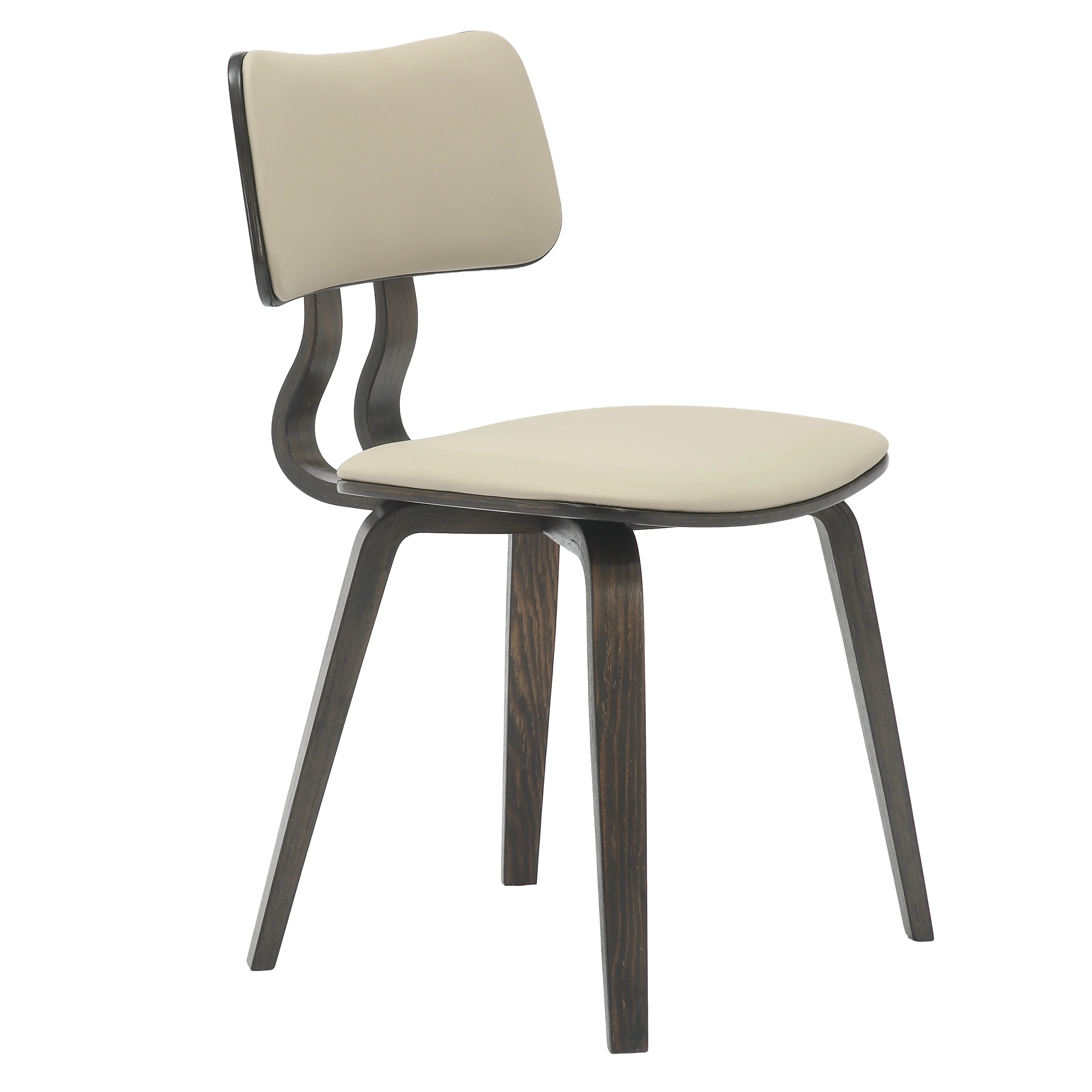 Modern Wooden Dining Chair, Dark Walnut Color Frame in Taupe, Clivo Collection By LeisrueMod
