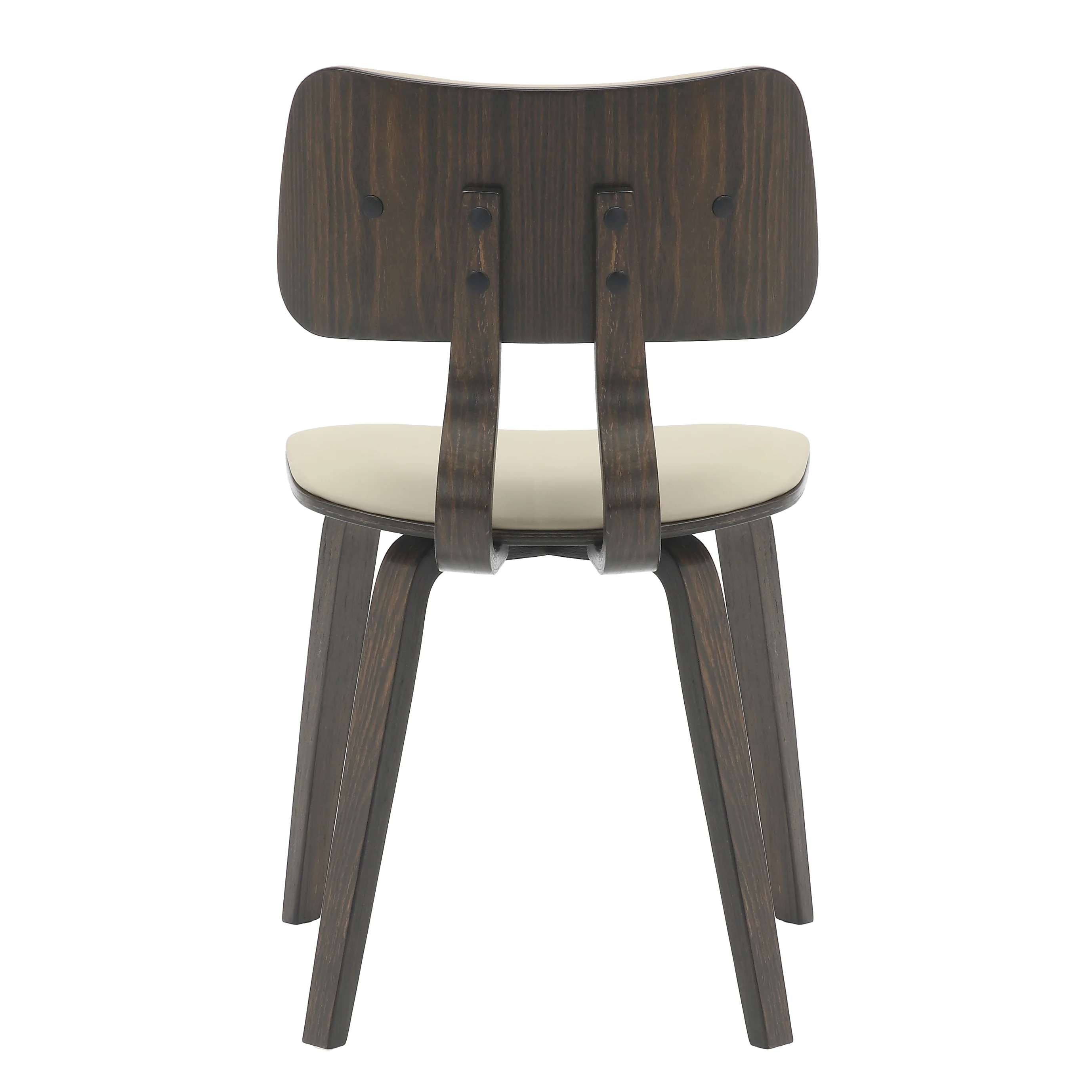 Modern Wooden Dining Chair, Dark Walnut Color Frame in Taupe, Clivo Collection By LeisrueMod