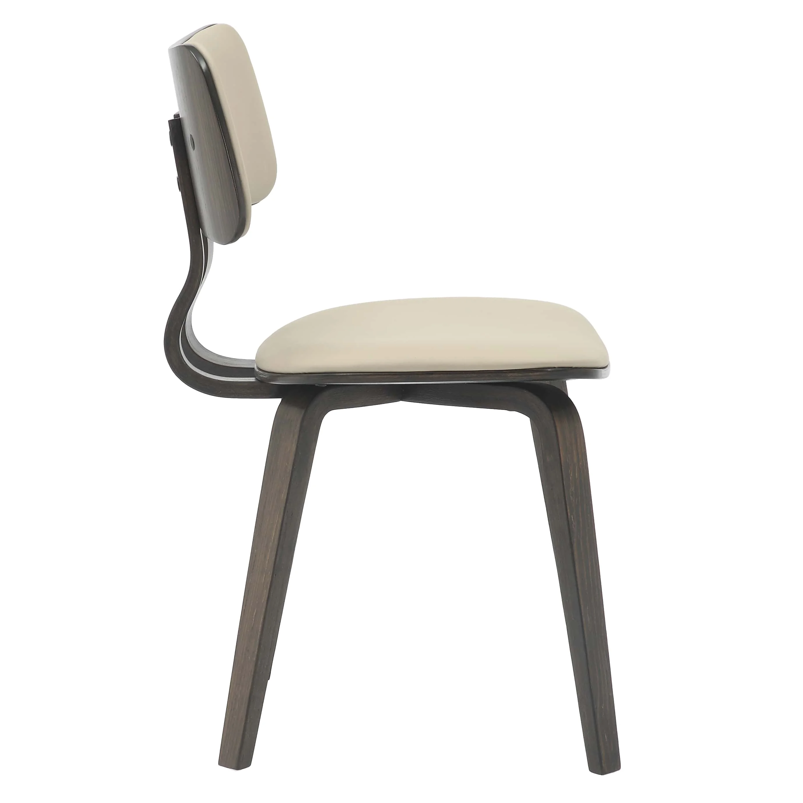 Modern Wooden Dining Chair, Dark Walnut Color Frame in Taupe, Clivo Collection By LeisrueMod