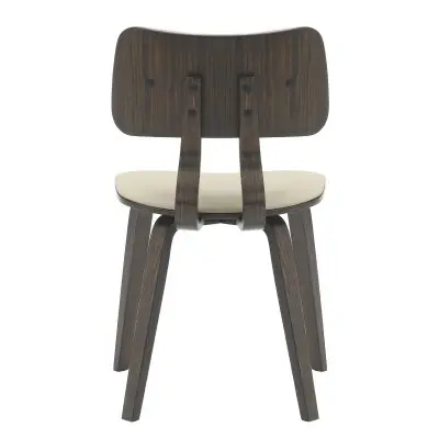 Modern Wooden Dining Chair, Dark Walnut Color Frame in Taupe, Clivo Collection By LeisrueMod