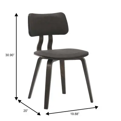 5-Piece Dining Set with Round Wooden Table in Natural Wood and 4 Leather Dining Chairs in Dark Walnut/Brown