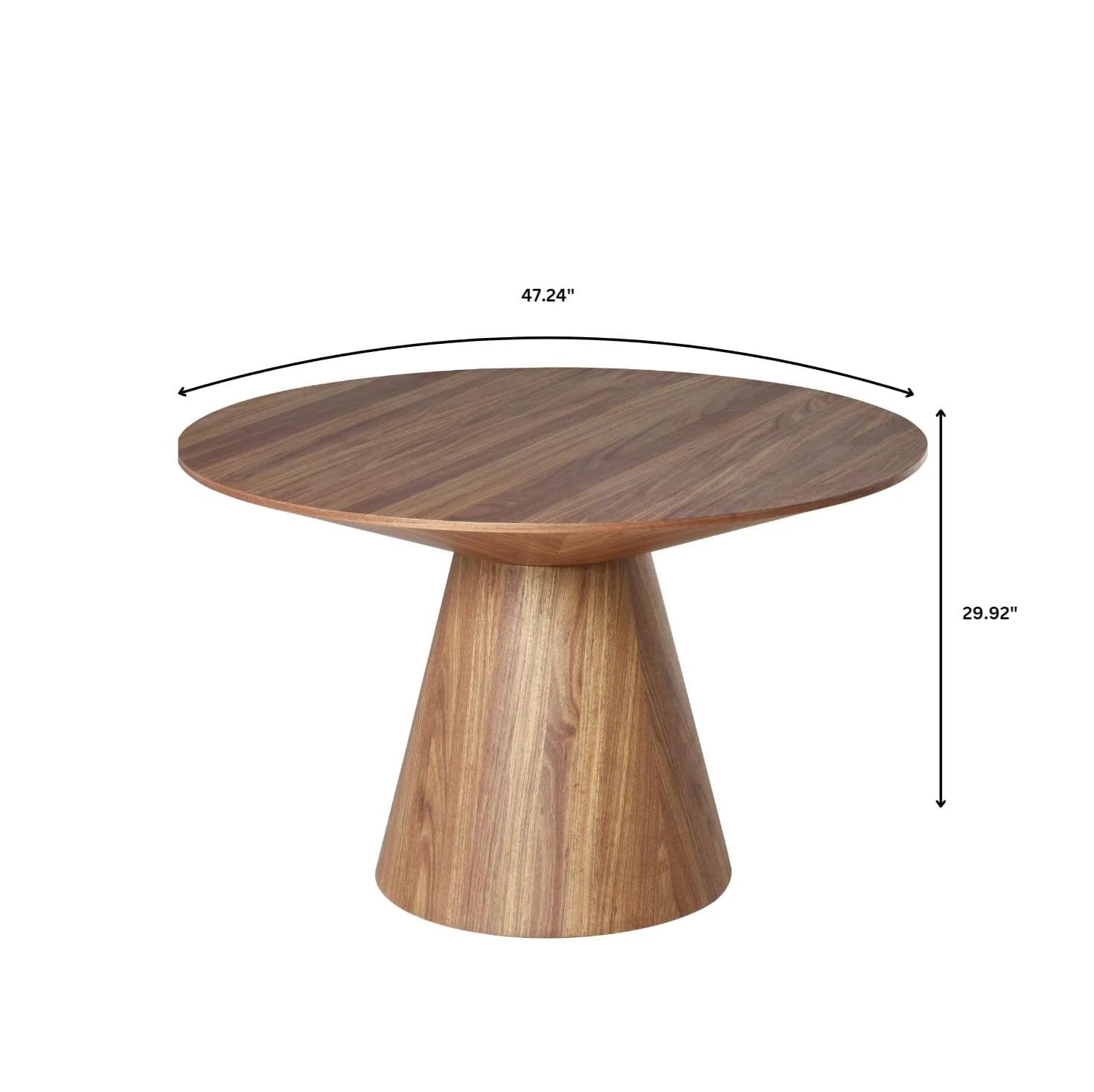 5-Piece Dining Set with Round Wooden Table in Natural Wood and 4 Leather Dining Chairs in Dark Walnut/Taupe