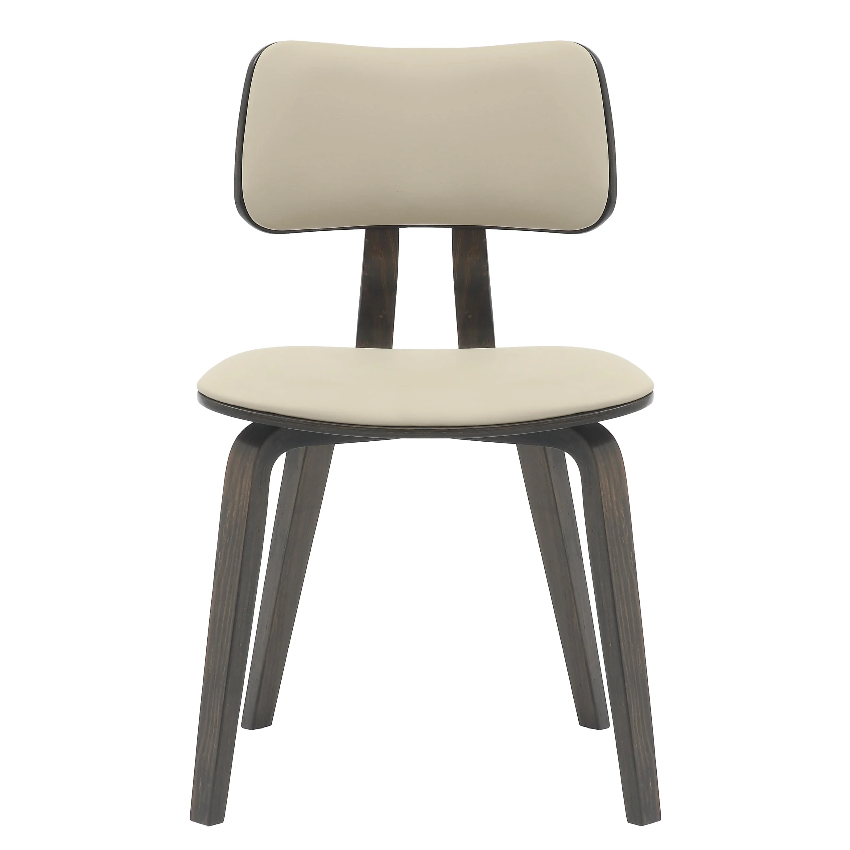 5-Piece Dining Set with Round Wooden Table in Walnut and 4 Leather Dining Chairs in Dark Walnut/Taupe