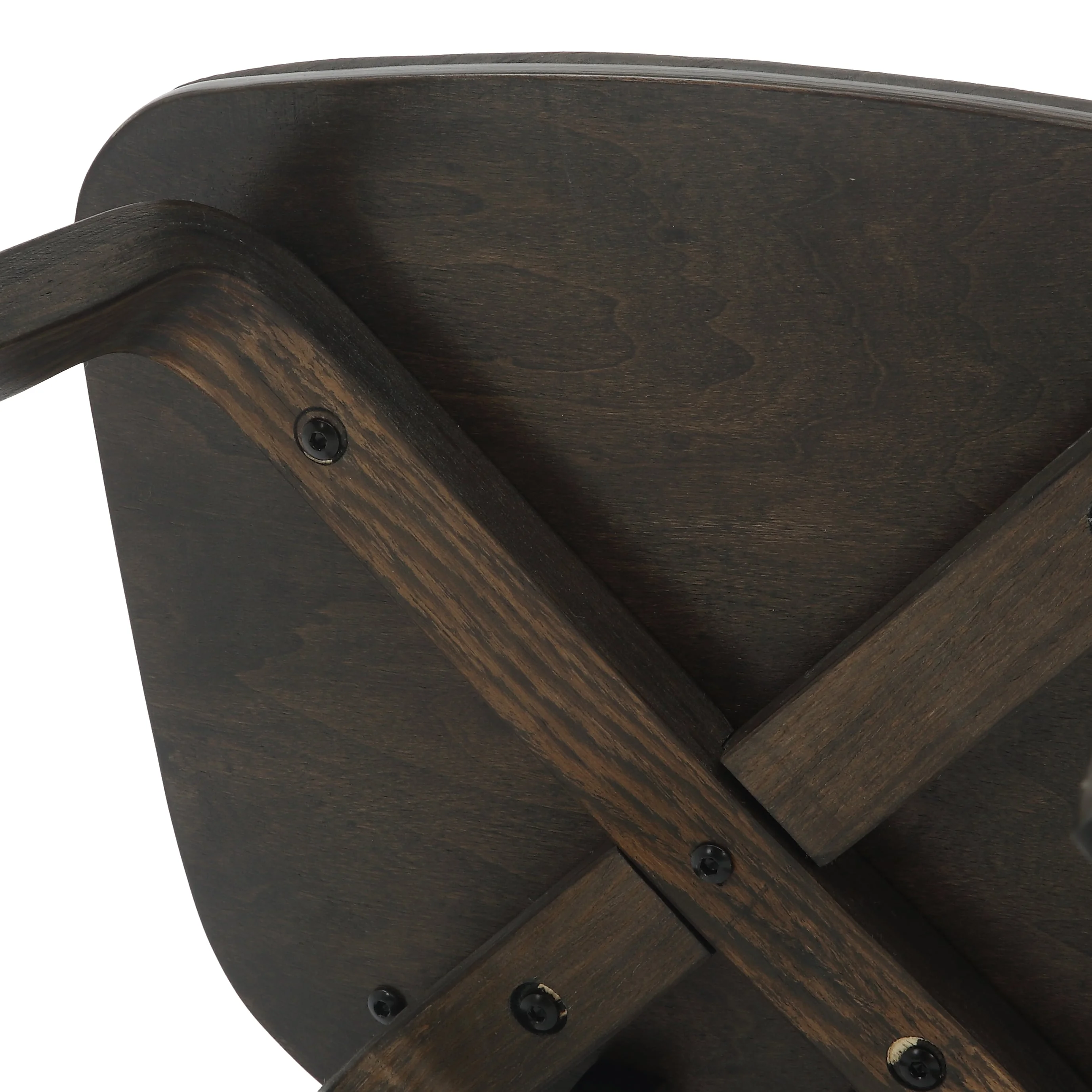 5-Piece Dining Set with Round Wooden Table in Walnut and 4 Leather Dining Chairs in Dark Walnut/Taupe