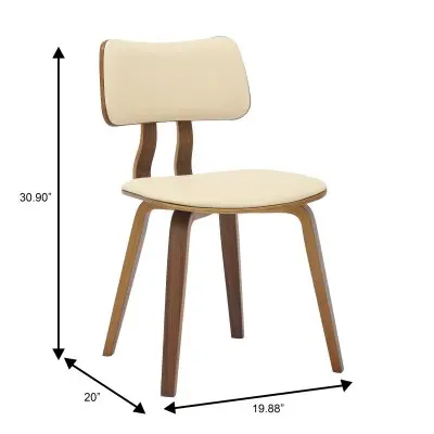 Modern Wooden Dining Chair, Walnut Color Frame in Cream, Clivo Collection By LeisrueMod
