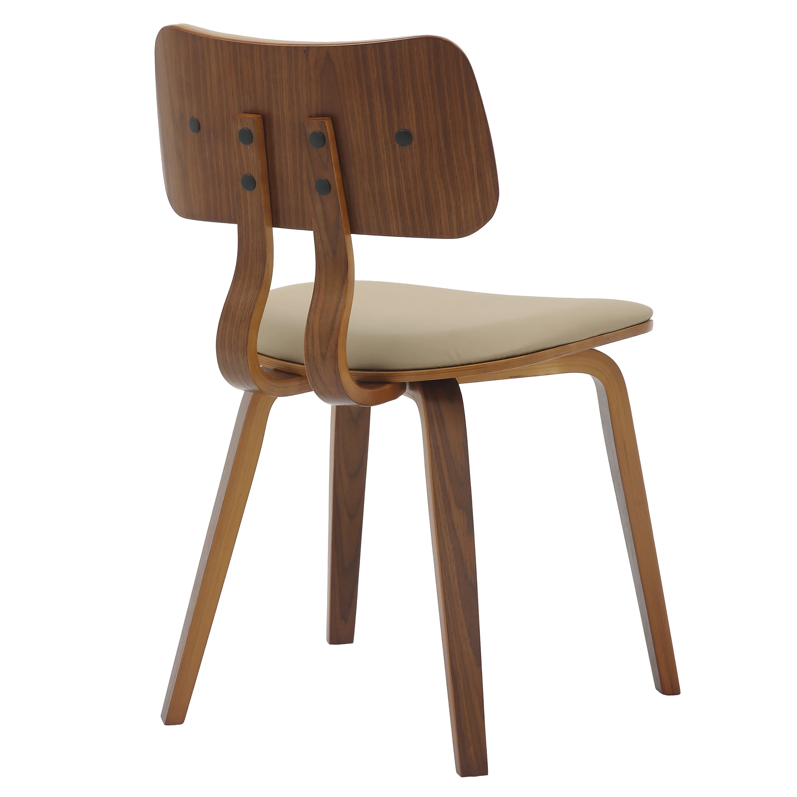 Modern Wooden Dining Chair, Walnut Color Frame in Light Brown, Clivo Collection By LeisrueMod