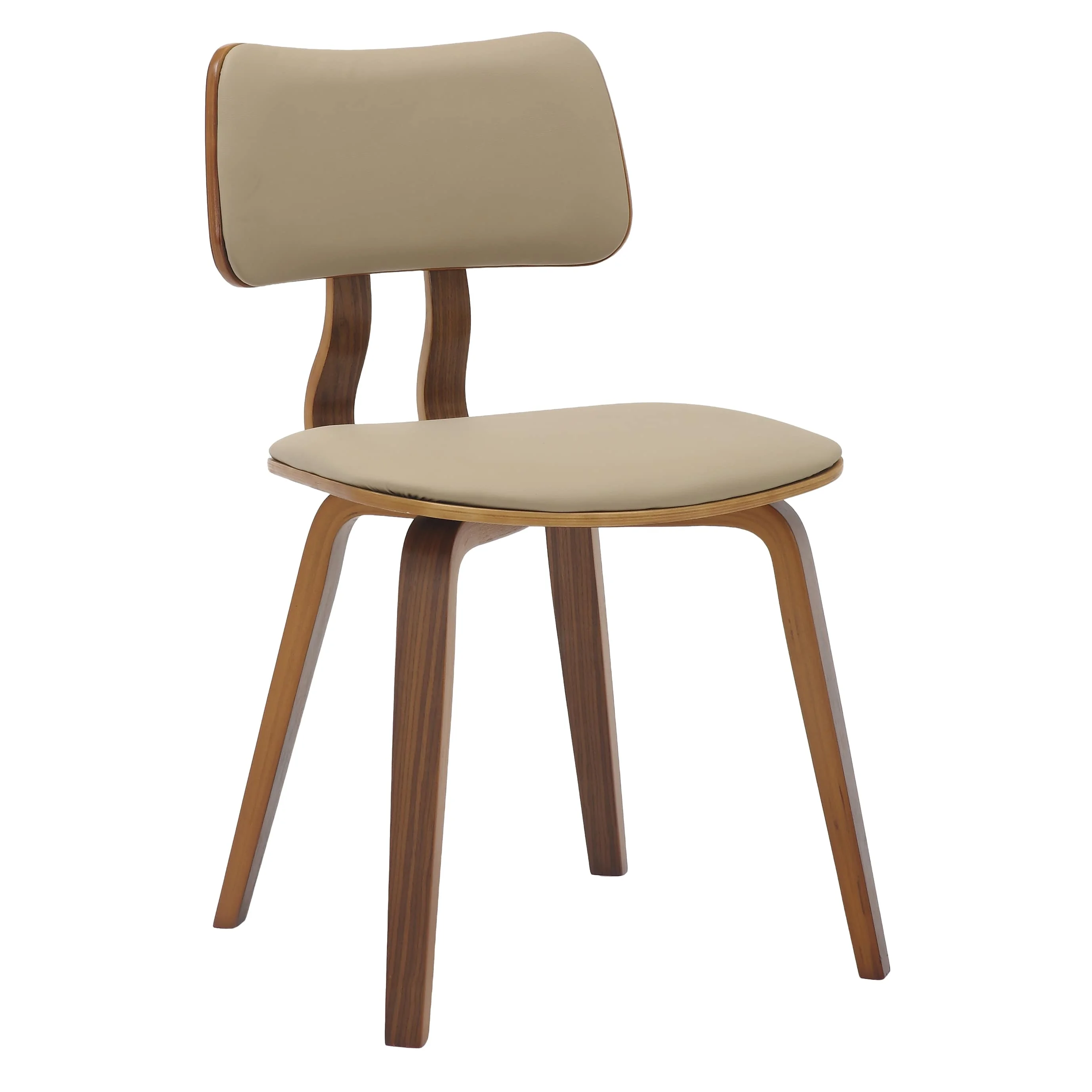 Modern Wooden Dining Chair, Walnut Color Frame in Light Brown, Clivo Collection By LeisrueMod