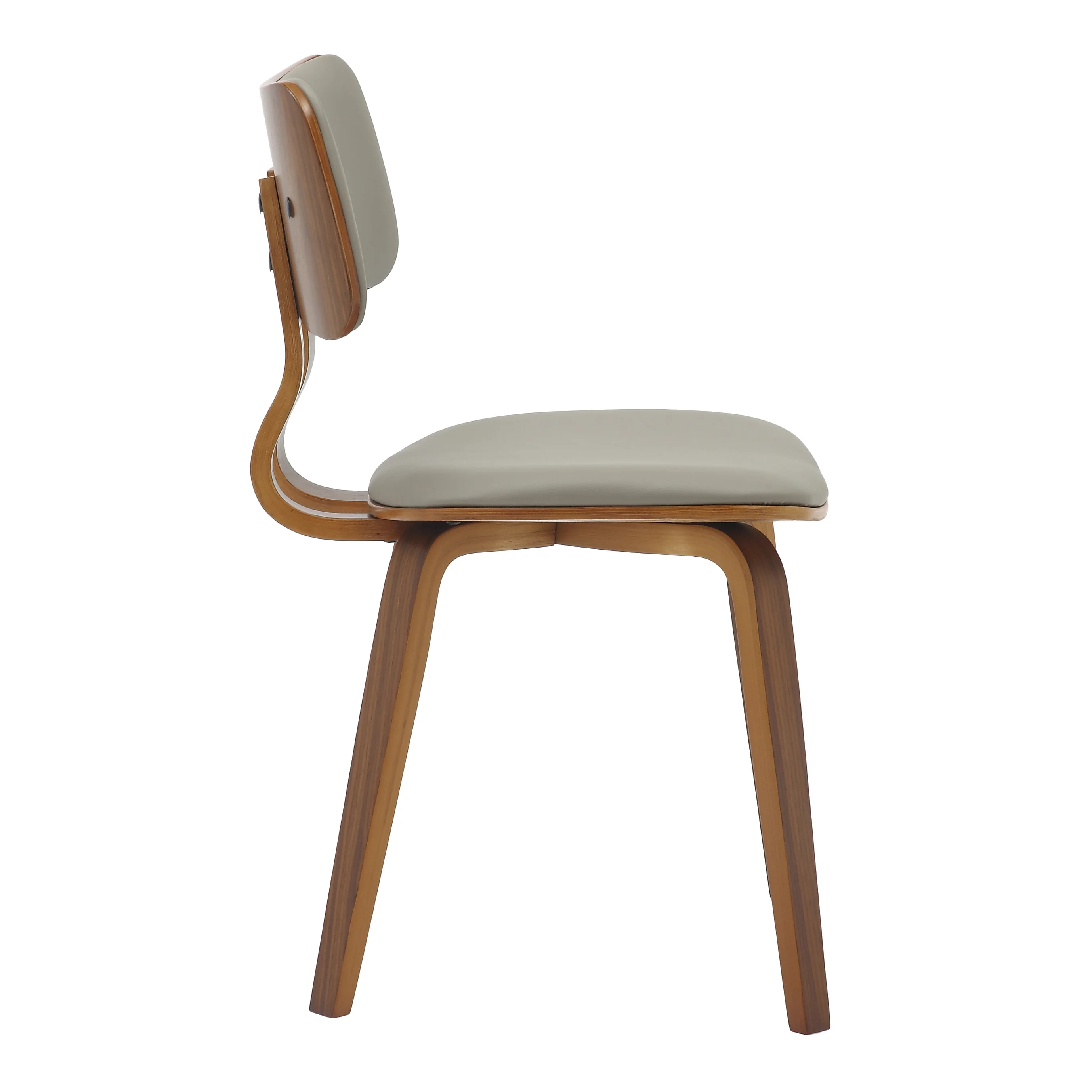 Modern Wooden Dining Chair, Walnut Color Frame in Light Grey, Clivo Collection By LeisrueMod