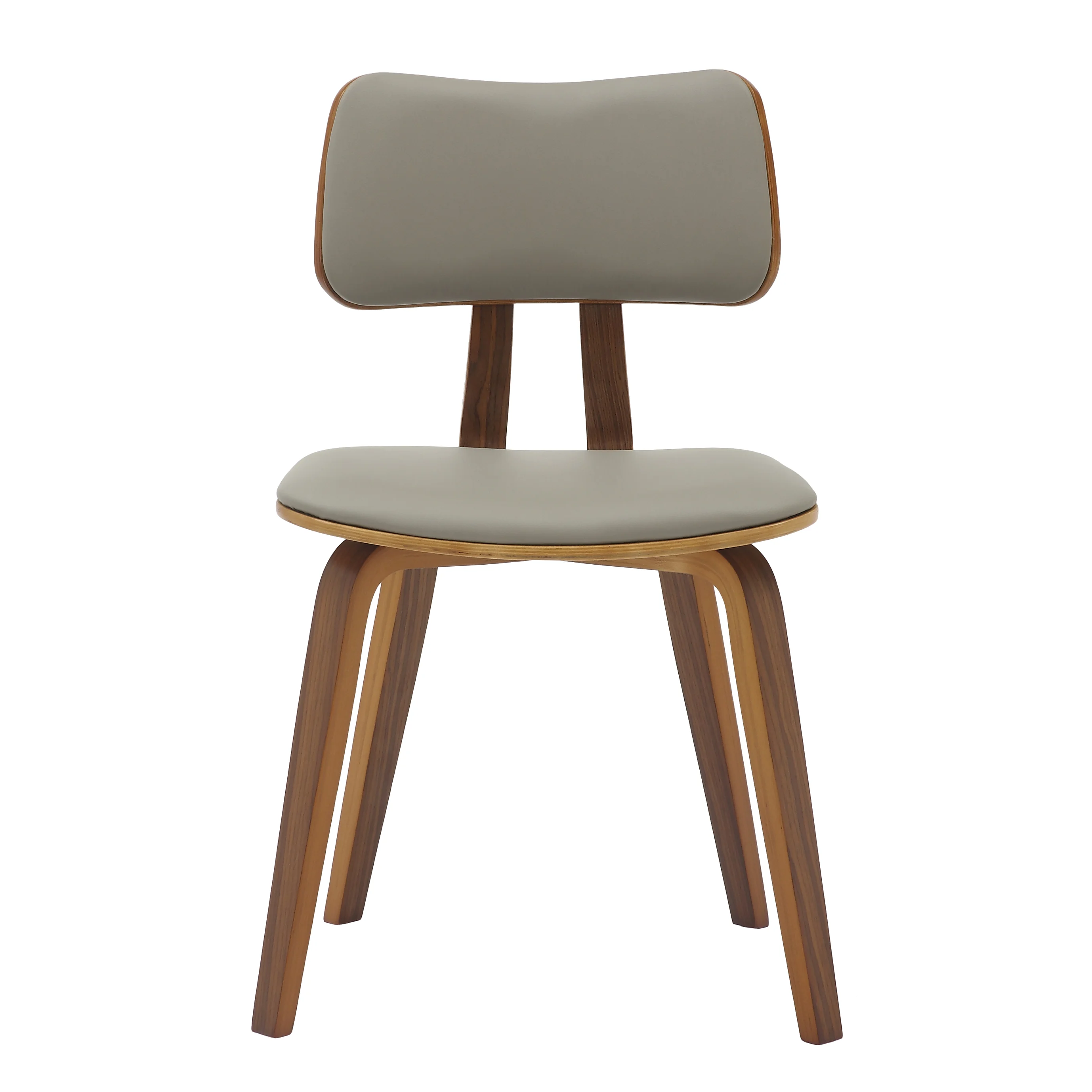 Modern Wooden Dining Chair, Walnut Color Frame in Light Grey, Clivo Collection By LeisrueMod