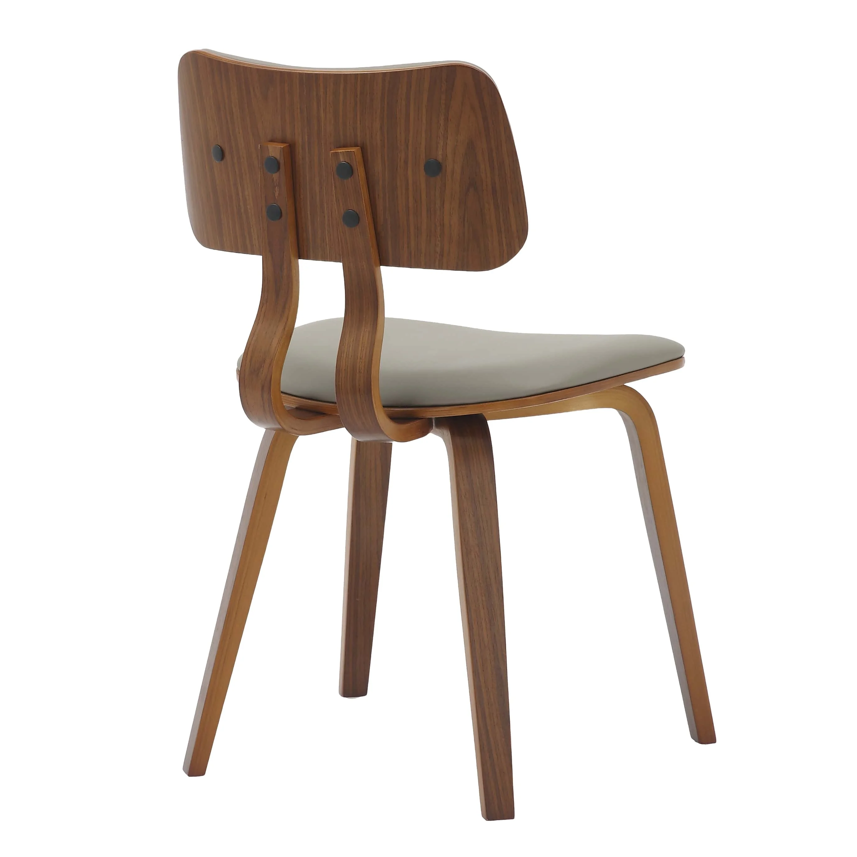 Modern Wooden Dining Chair, Walnut Color Frame in Light Grey, Clivo Collection By LeisrueMod