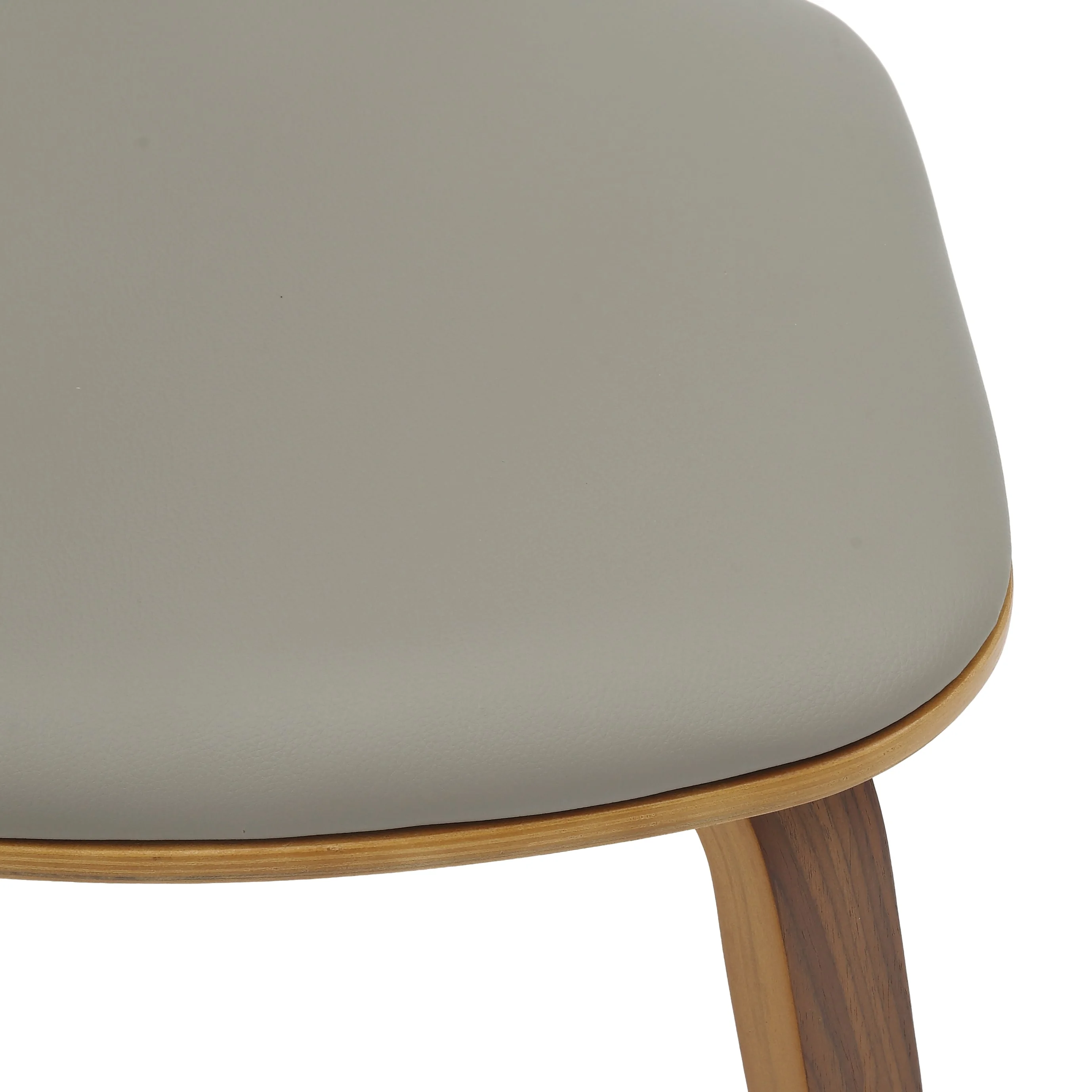 Modern Wooden Dining Chair, Walnut Color Frame in Light Grey, Clivo Collection By LeisrueMod