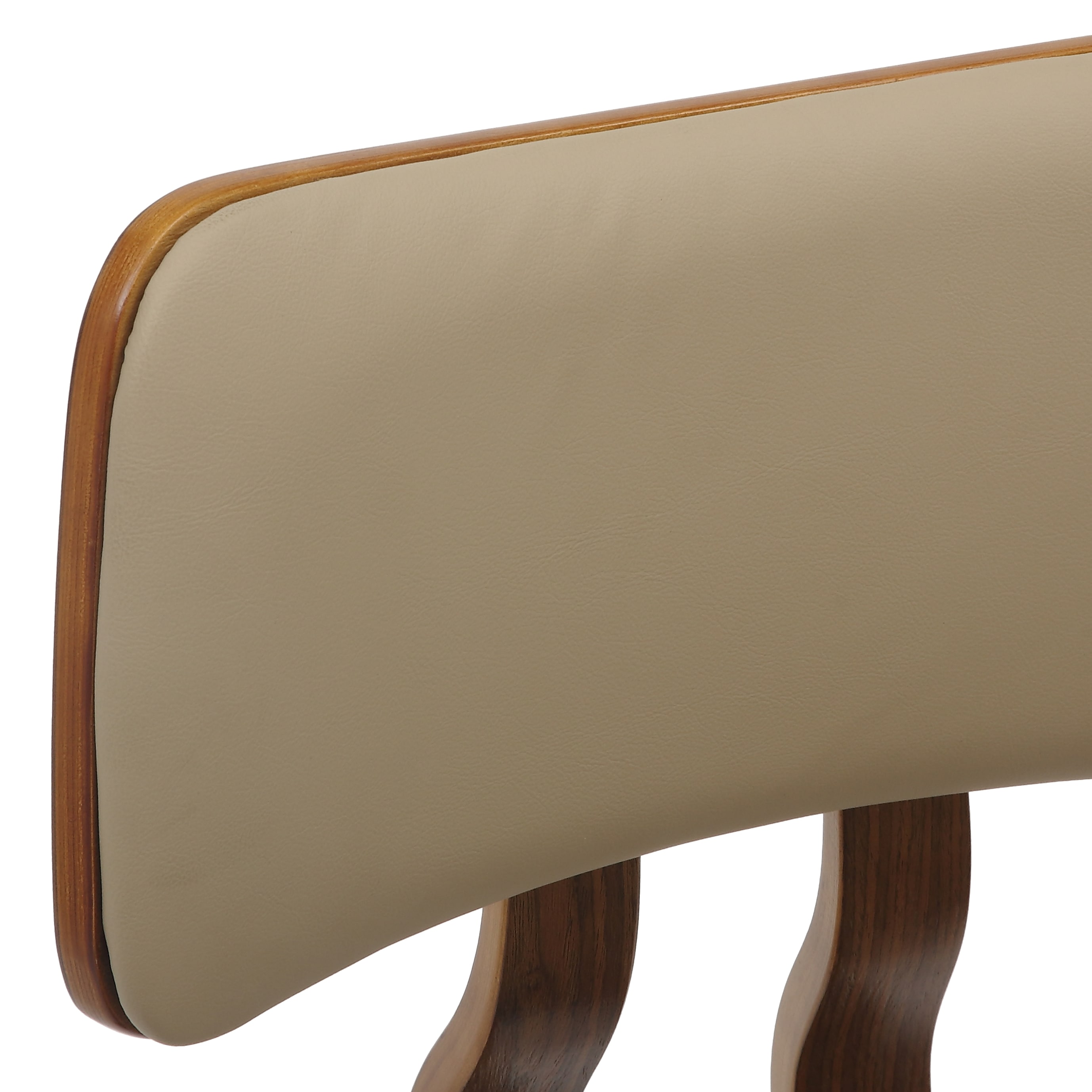 5-Piece Dining Set with Round Wooden Table in Walnut and 4 Leather Dining Chairs in Walnut/Light Brown