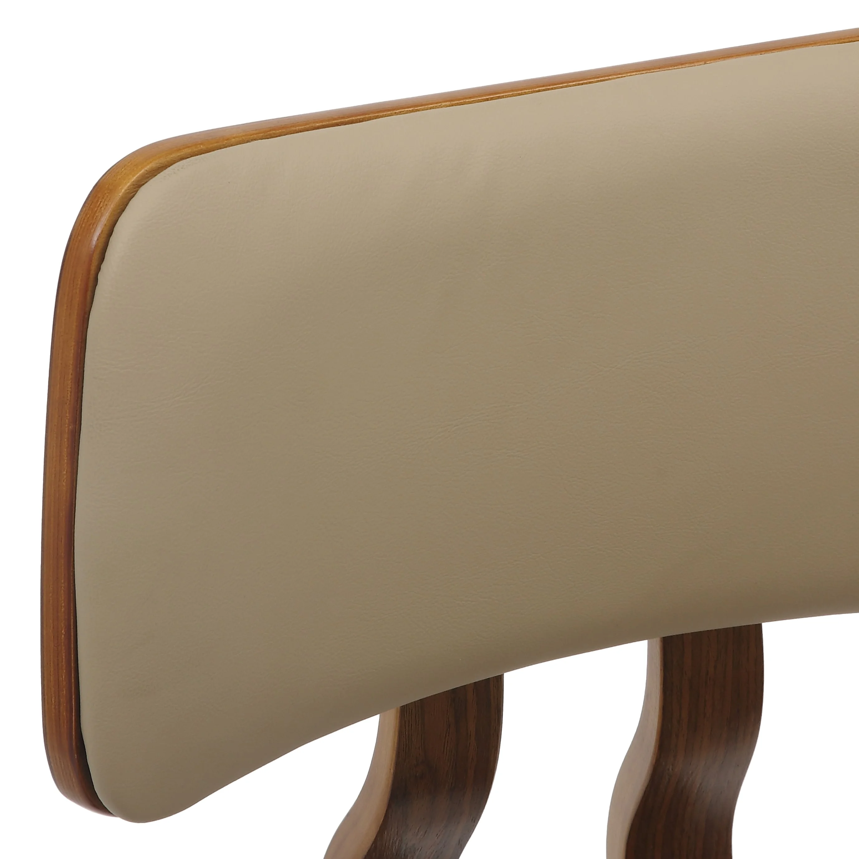 5-Piece Dining Set with Round Wooden Table in Walnut and 4 Leather Dining Chairs in Walnut/Light Brown