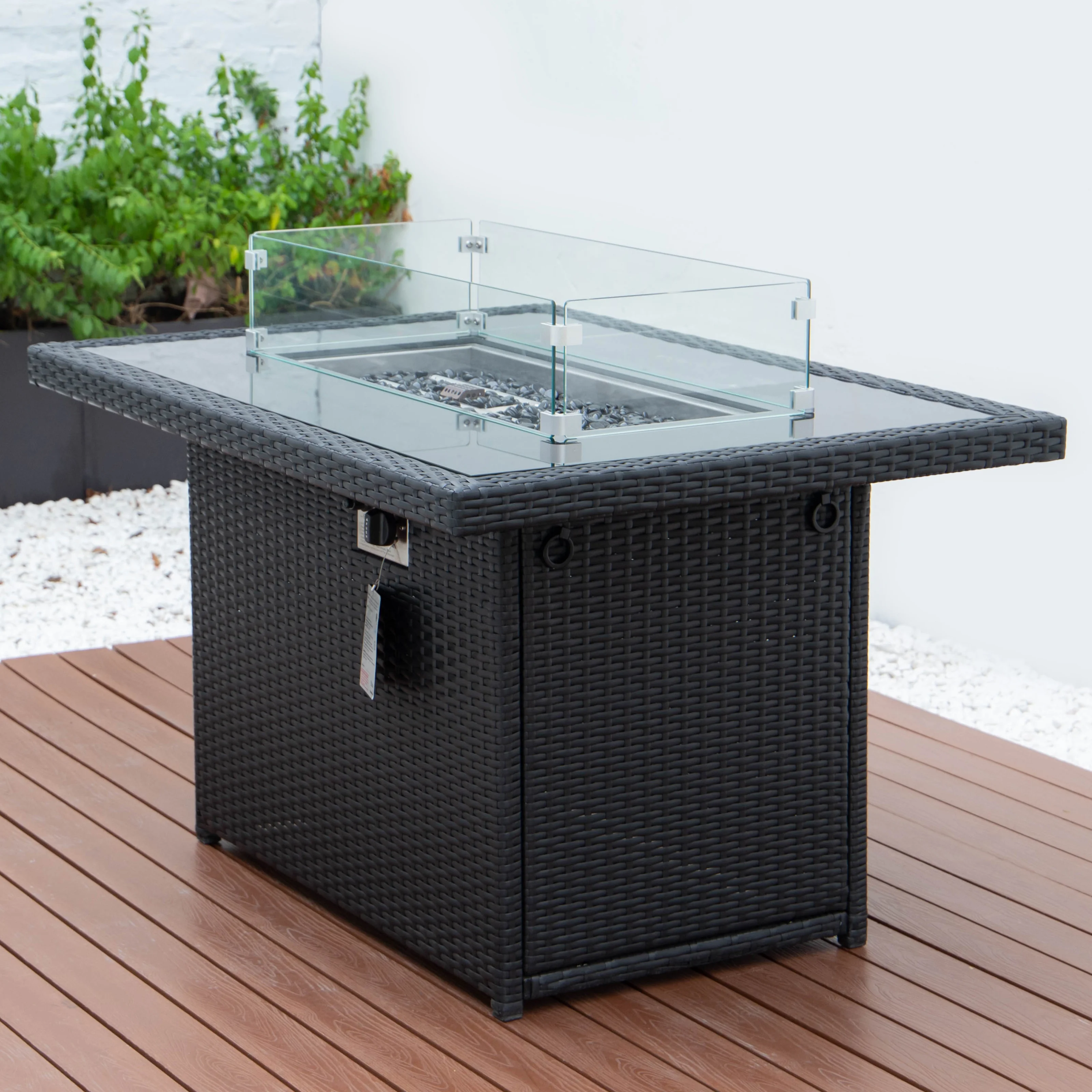 Mace Wicker Patio Modern Propane Fire Pit Table