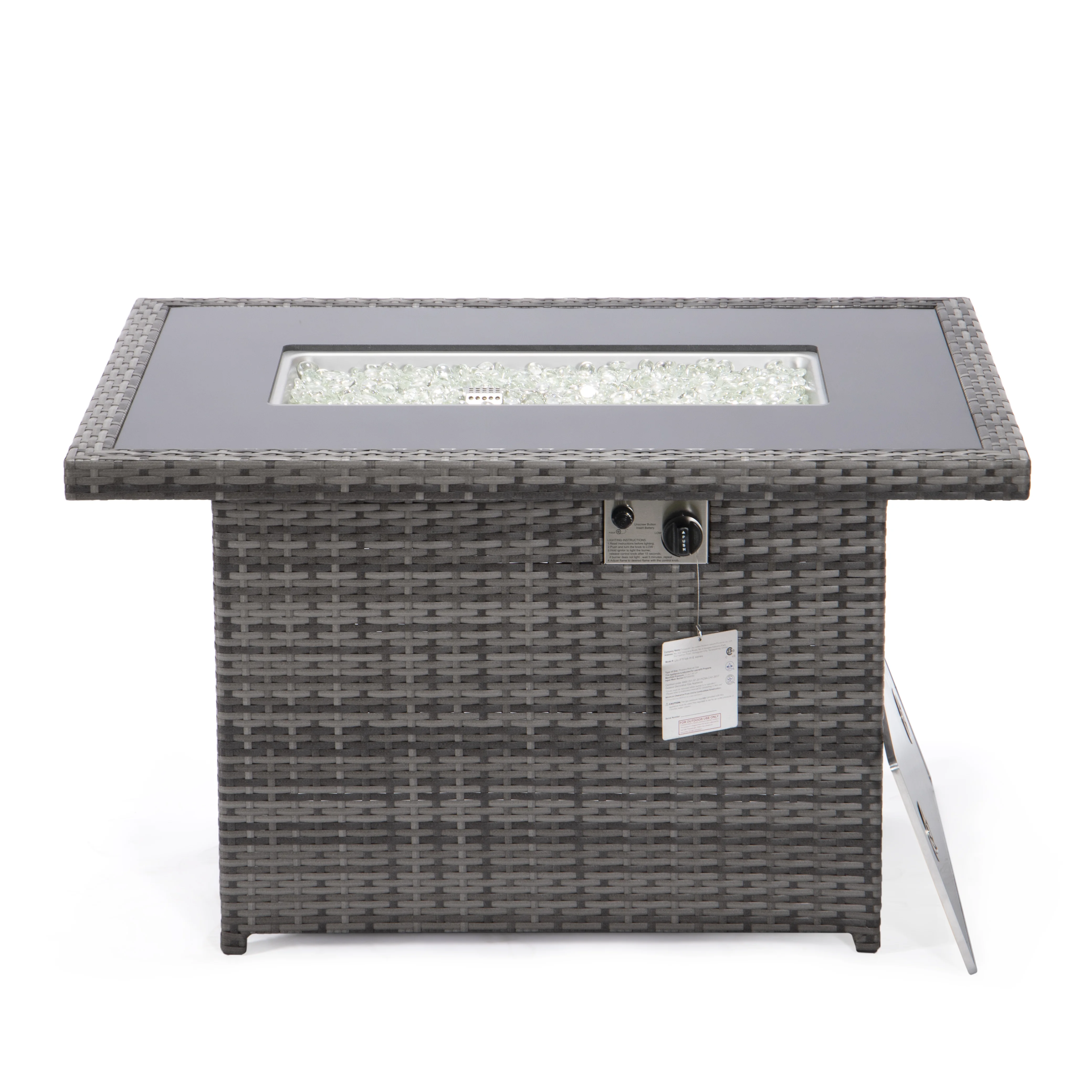 Mace Wicker Patio Modern Propane Fire Pit Table