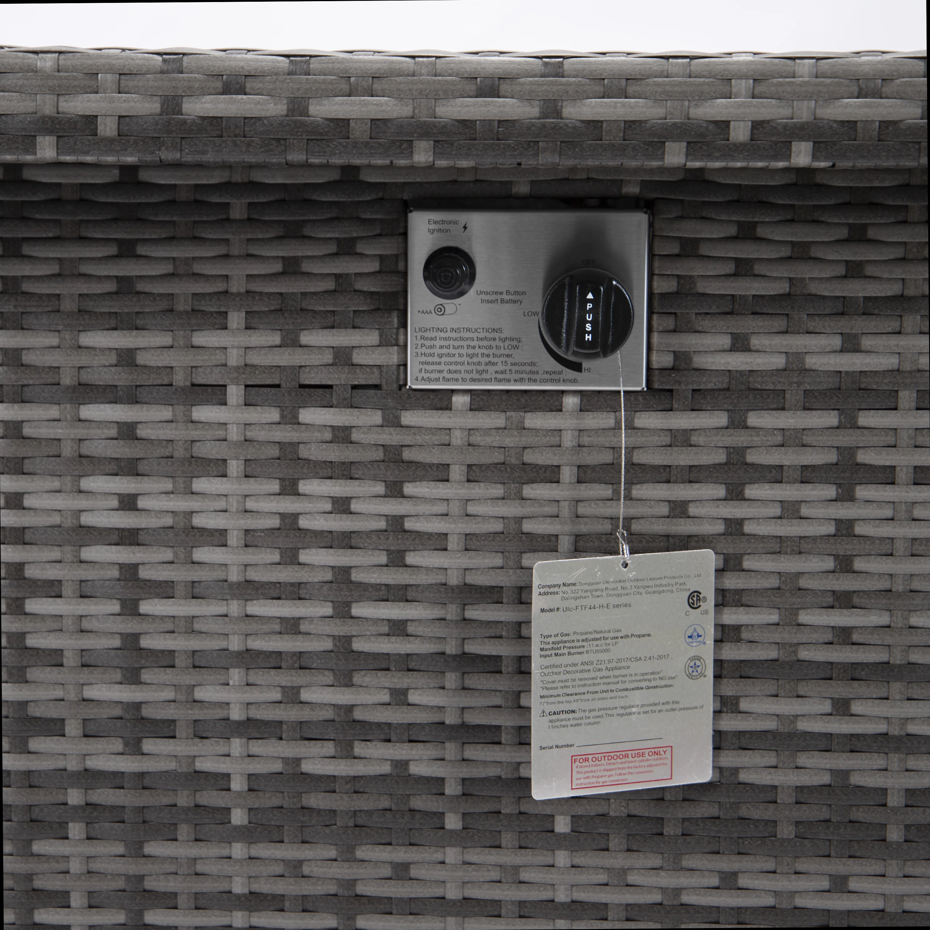 Mace Wicker Patio Modern Propane Fire Pit Table