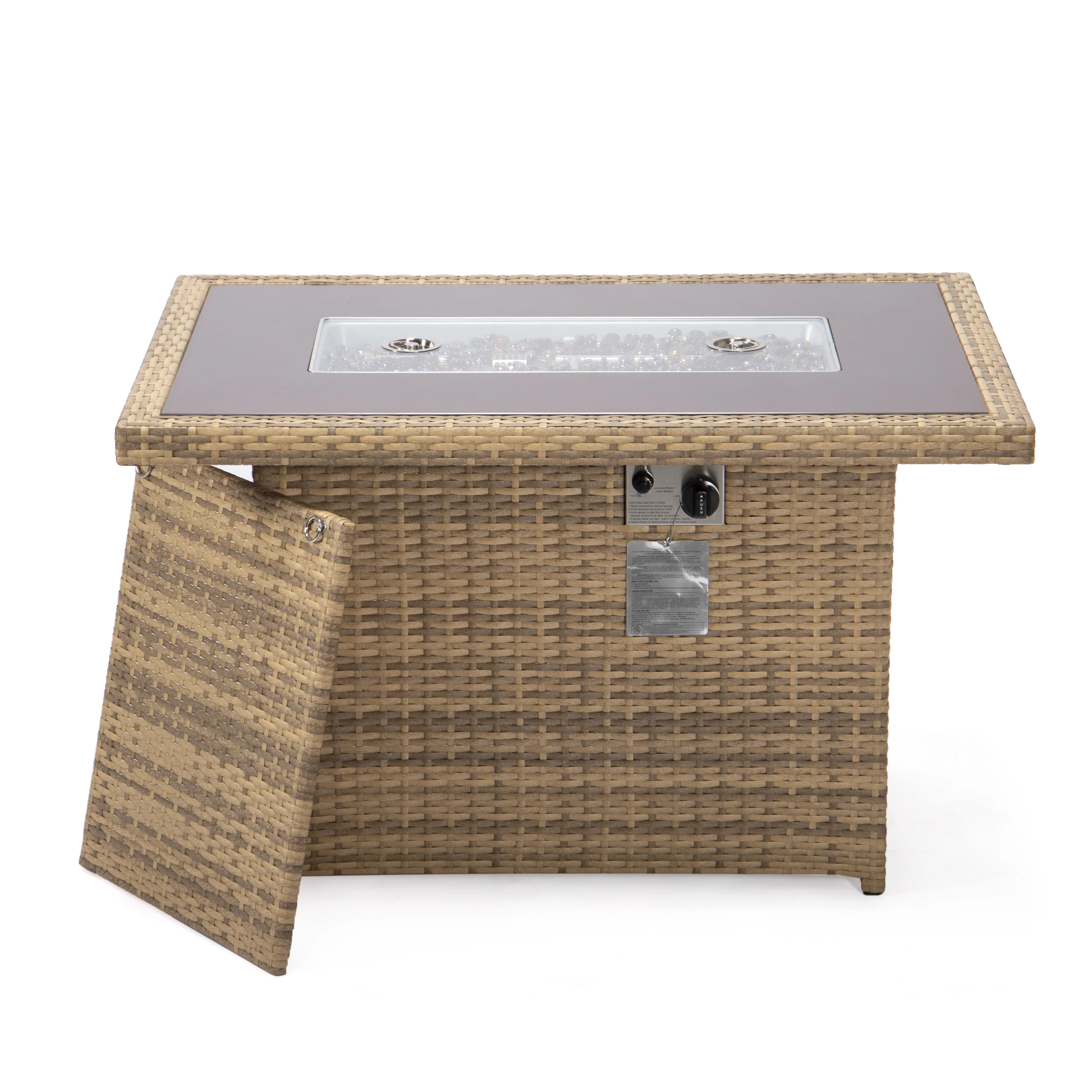 Mace Wicker Patio Modern Propane Fire Pit Table