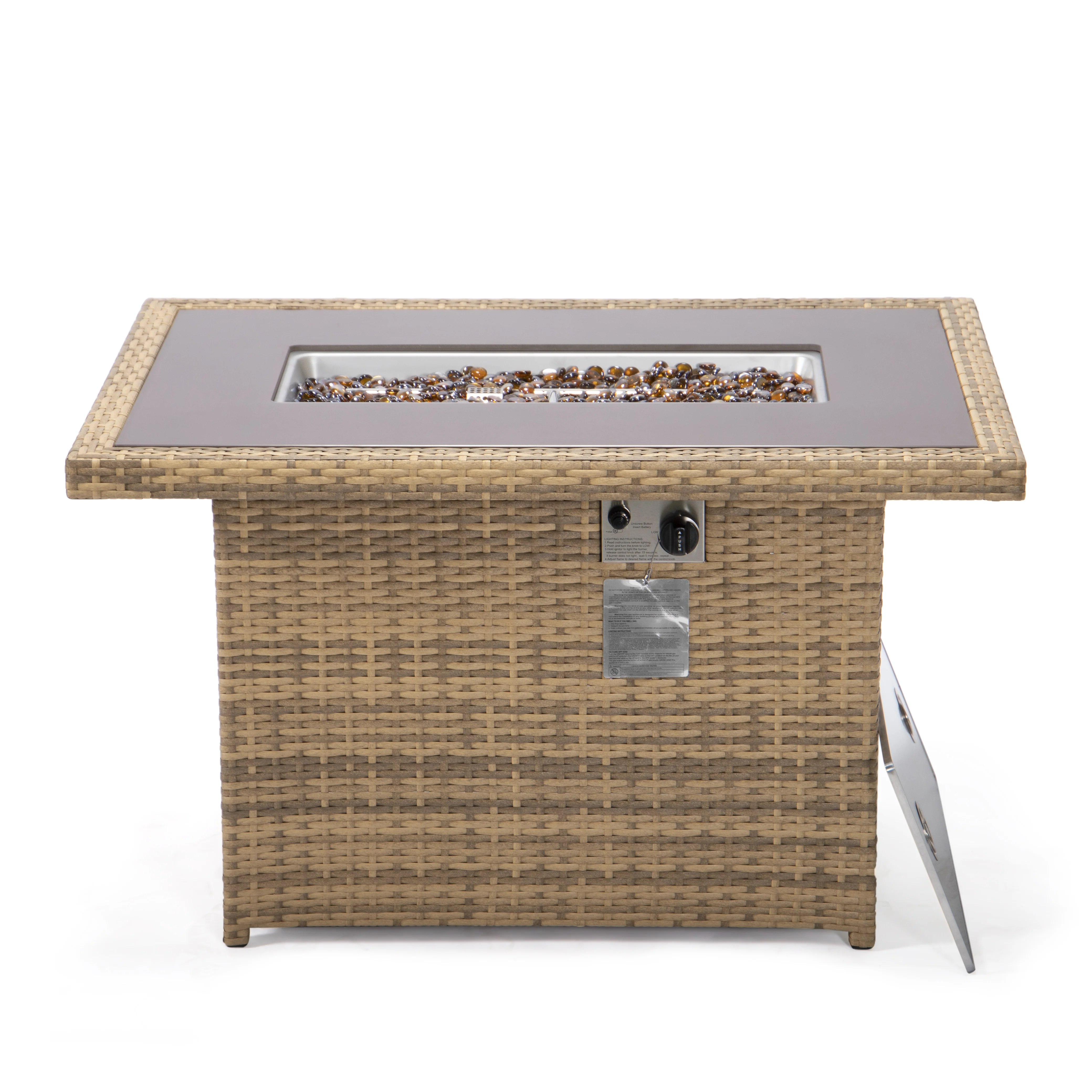 Mace Wicker Patio Modern Propane Fire Pit Table