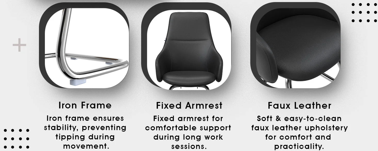 Celeste Series Guest Office Chair in Black Leather