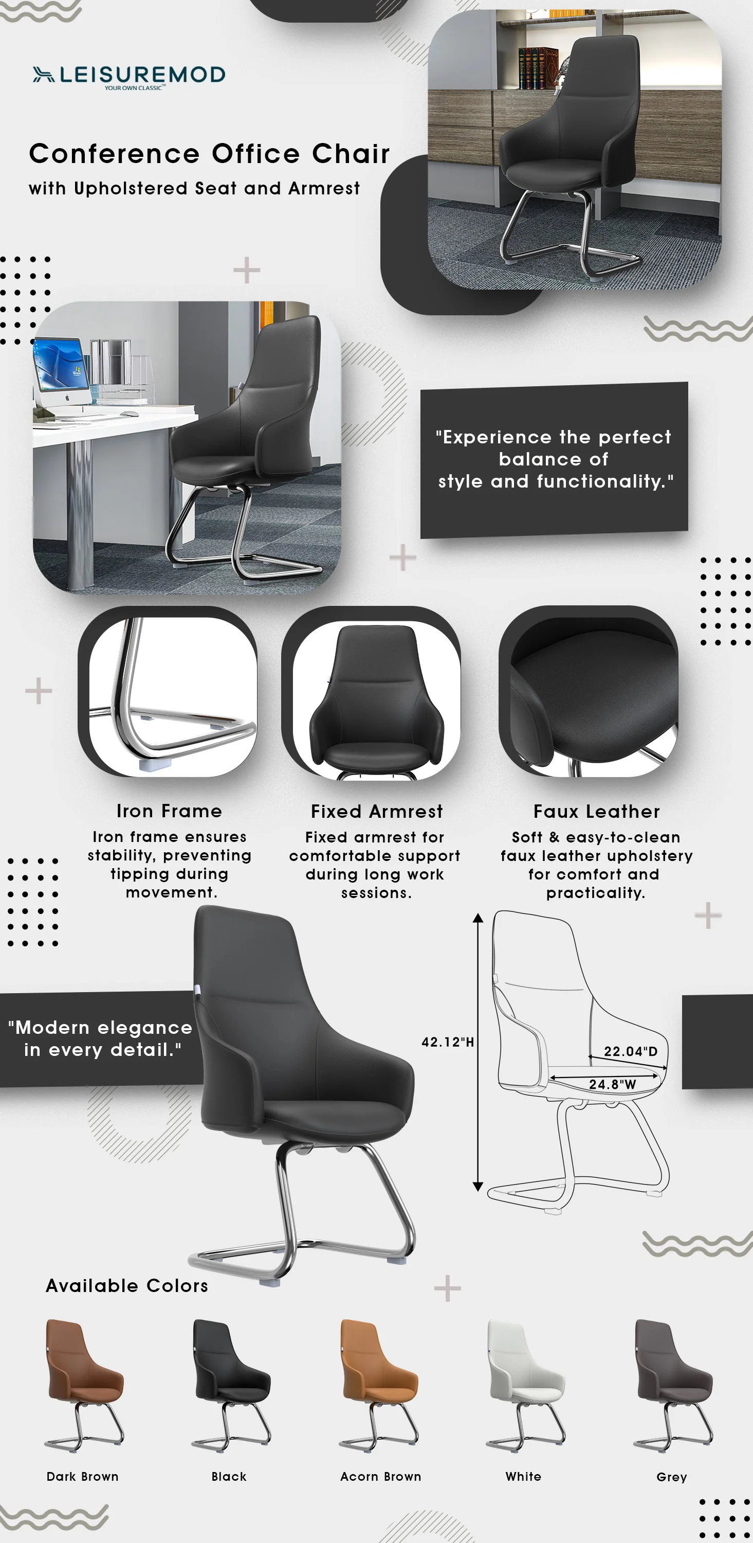 Celeste Series Guest Office Chair in Black Leather