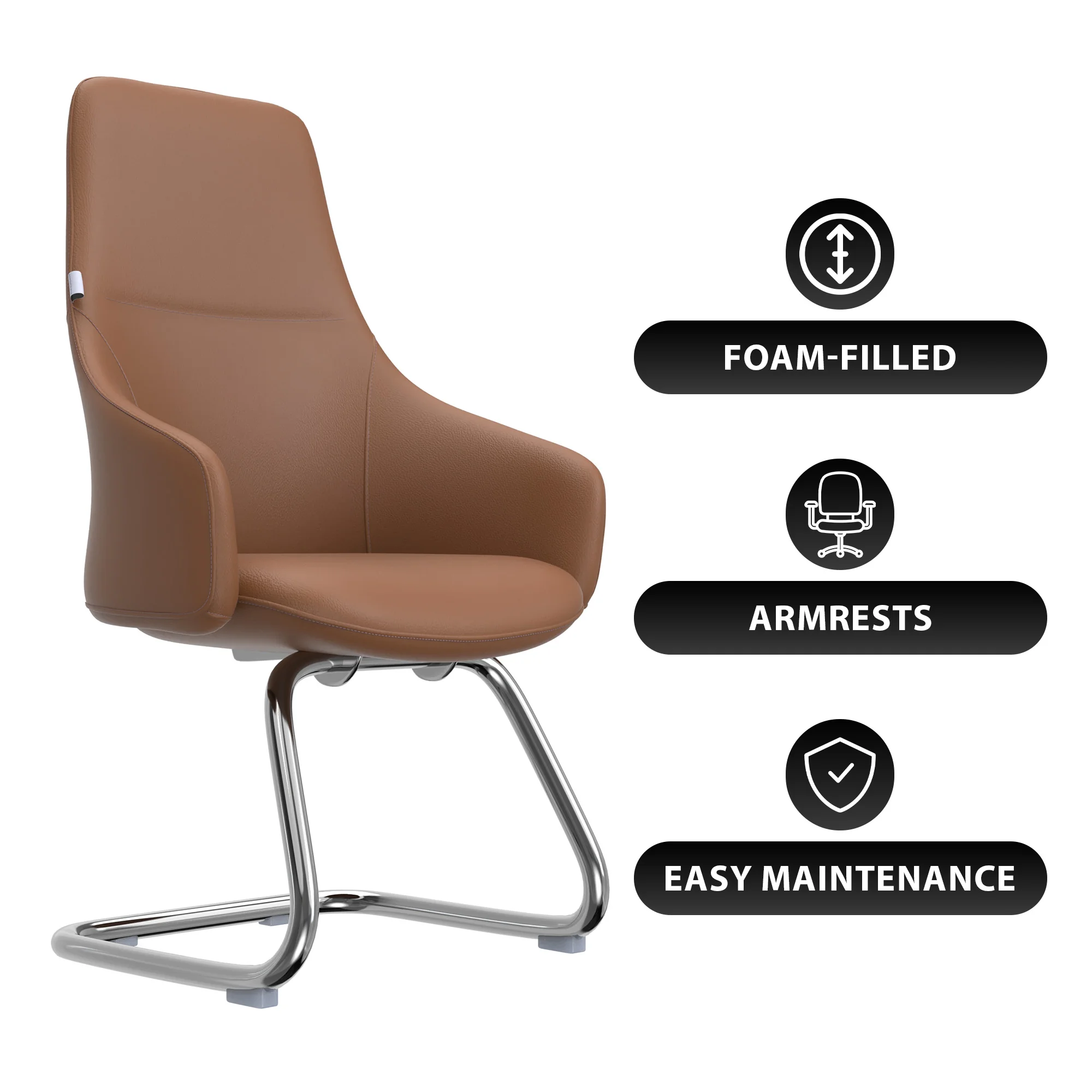 Celeste Series Guest Office Chair in Dark Brown Leather
