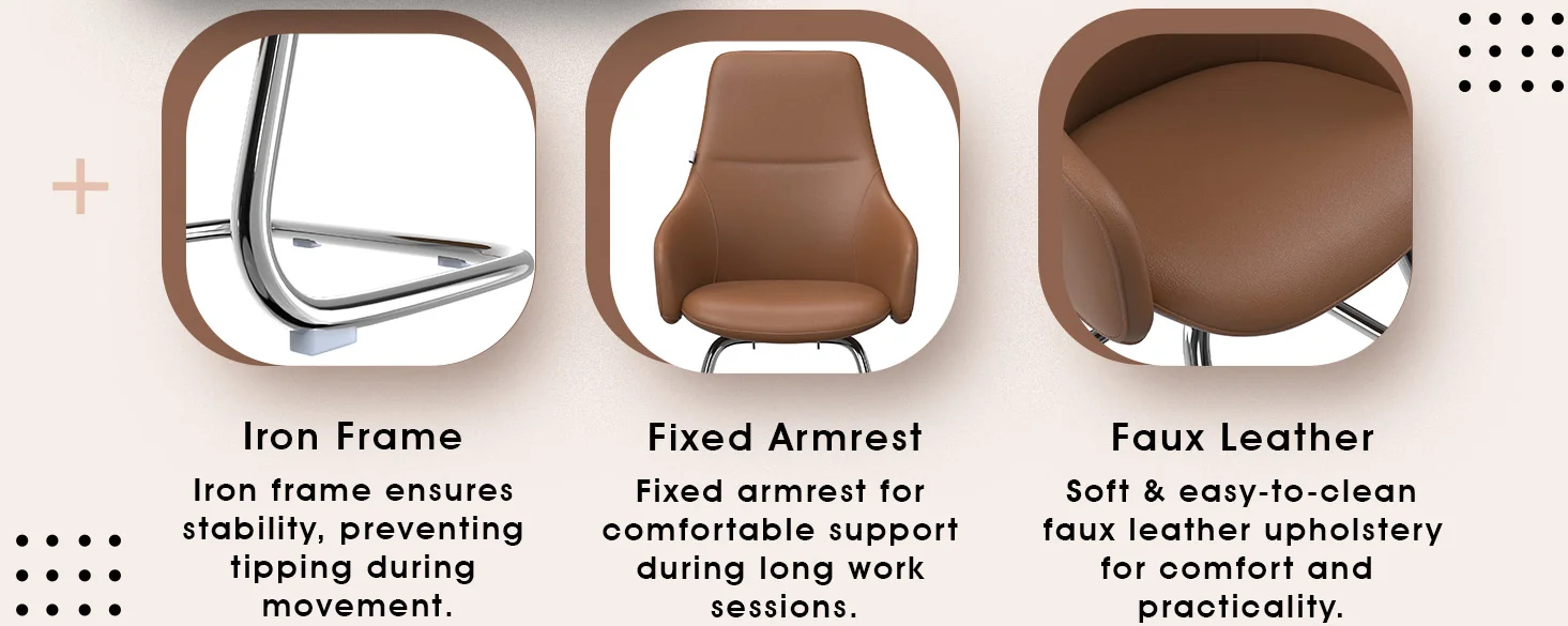 Celeste Series Guest Office Chair in Dark Brown Leather