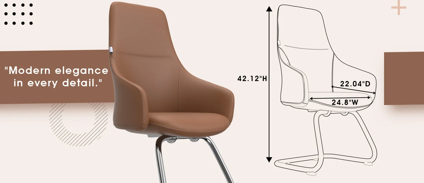 Celeste Series Guest Office Chair in Dark Brown Leather