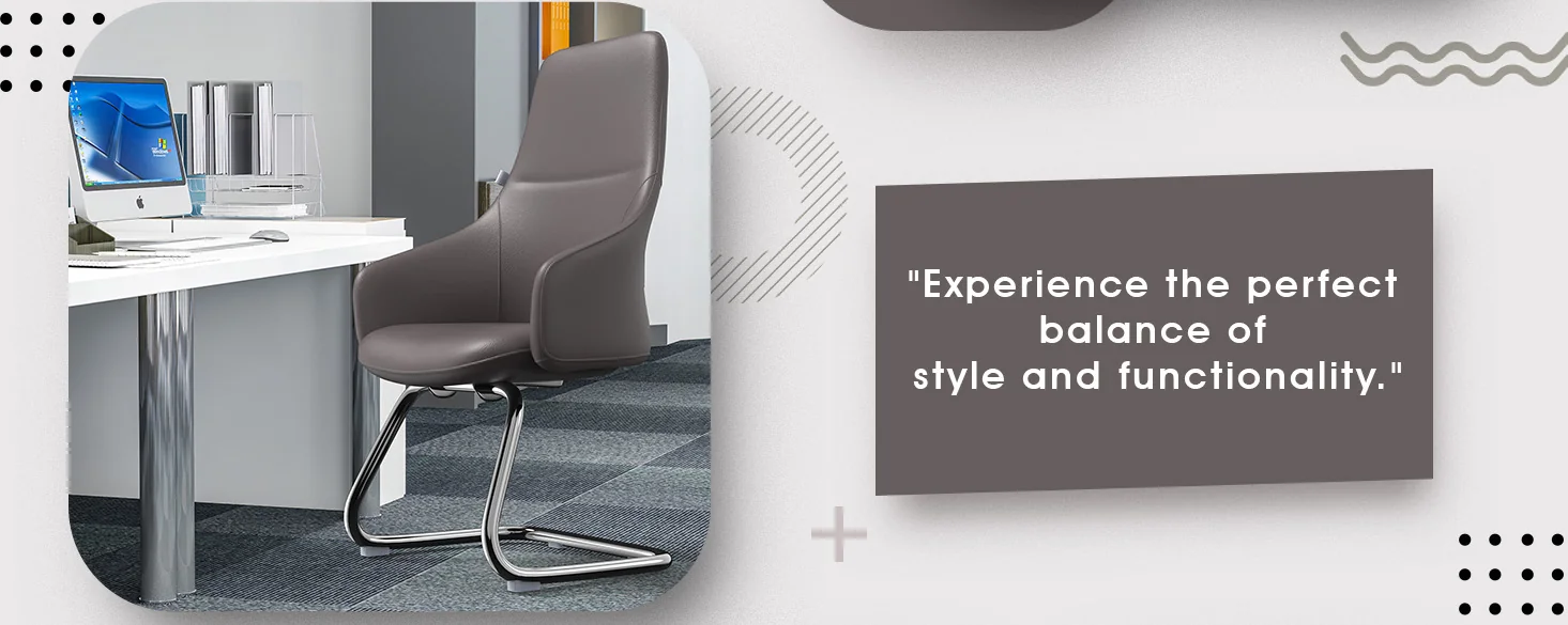 Celeste Series Guest Office Chair in Grey Leather