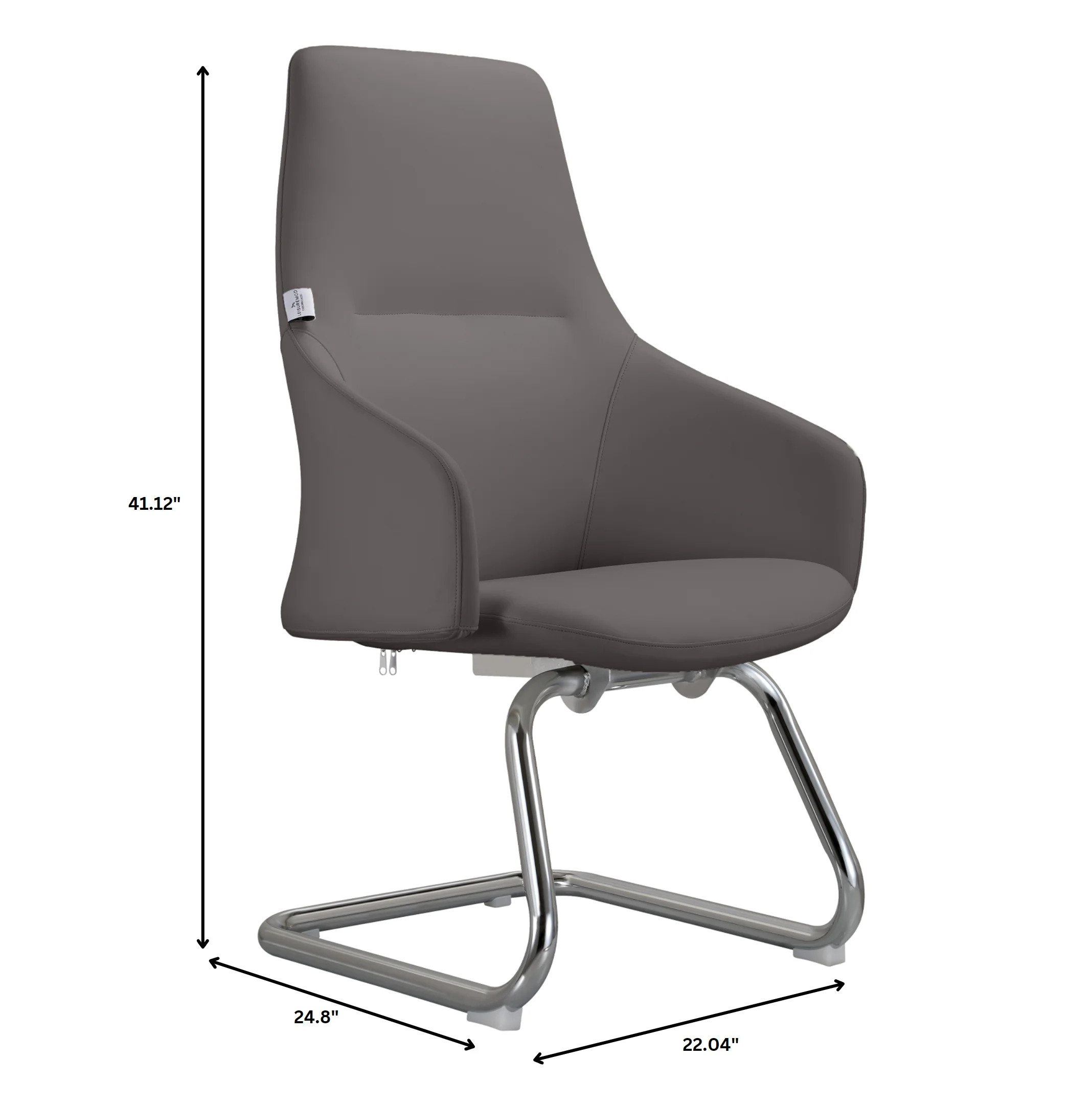 Celeste Series Guest Office Chair in Grey Leather