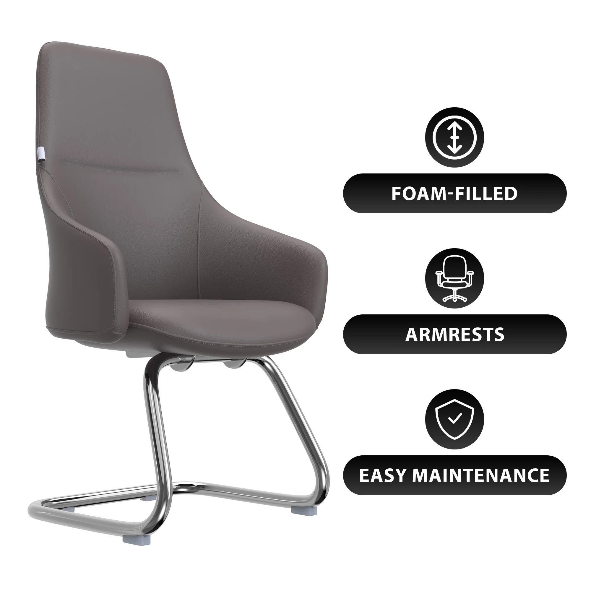 Celeste Series Guest Office Chair in Grey Leather