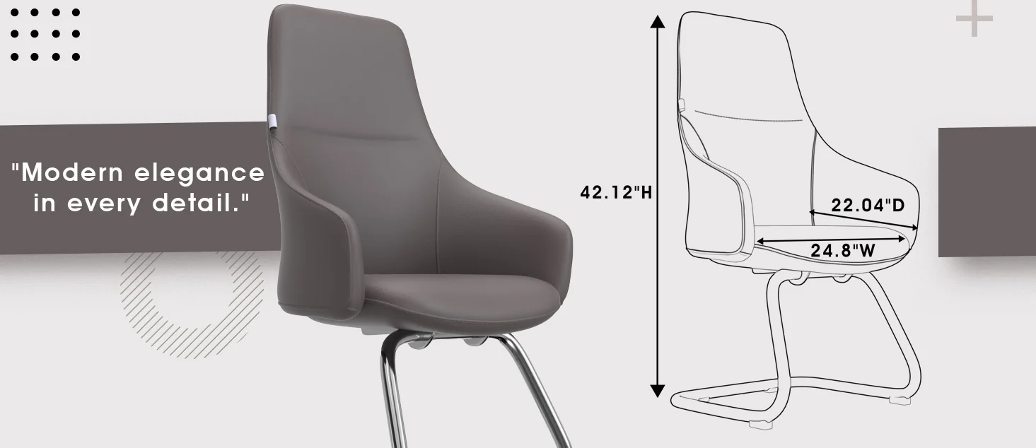 Celeste Series Guest Office Chair in Grey Leather