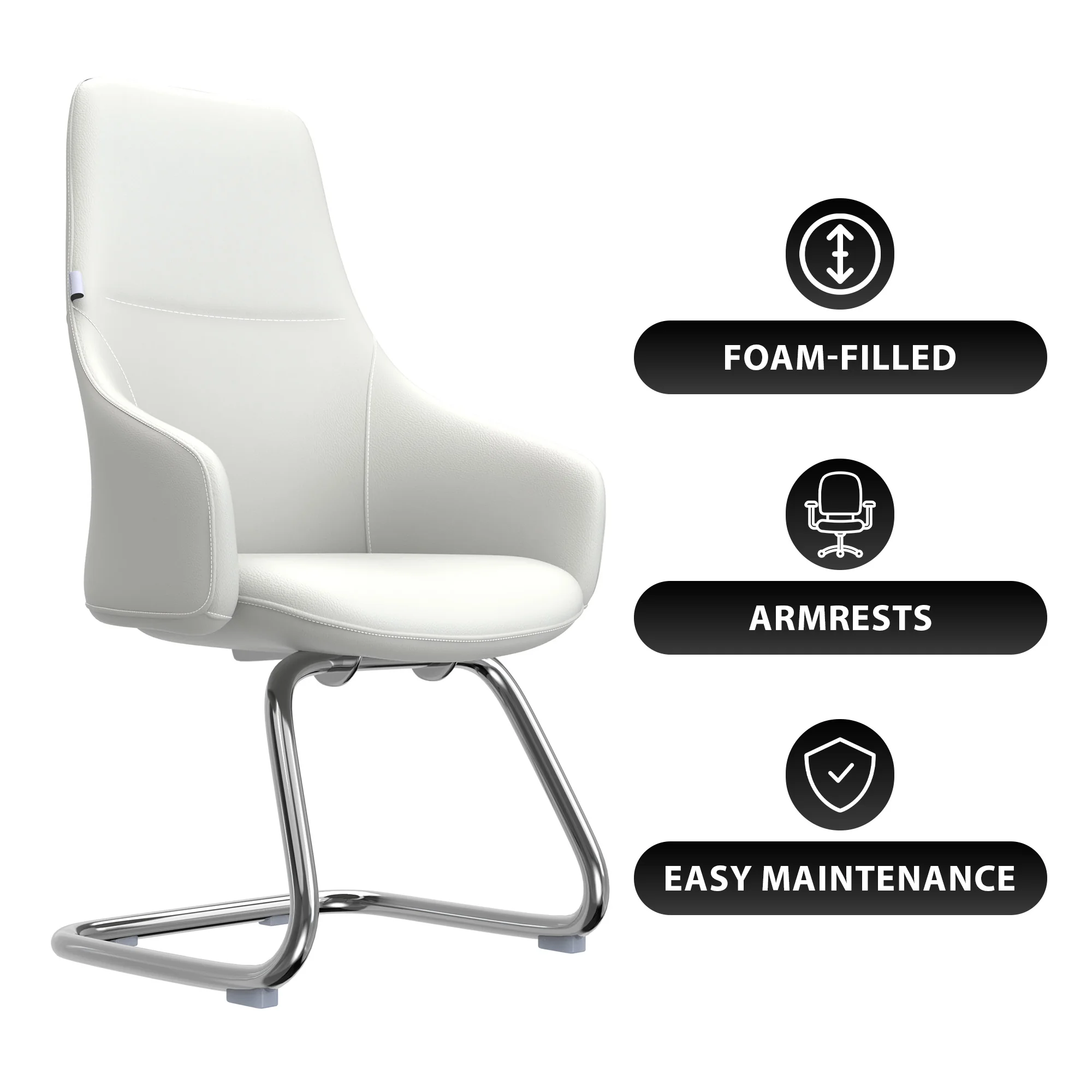 Celeste Series Guest Office Chair in White Leather