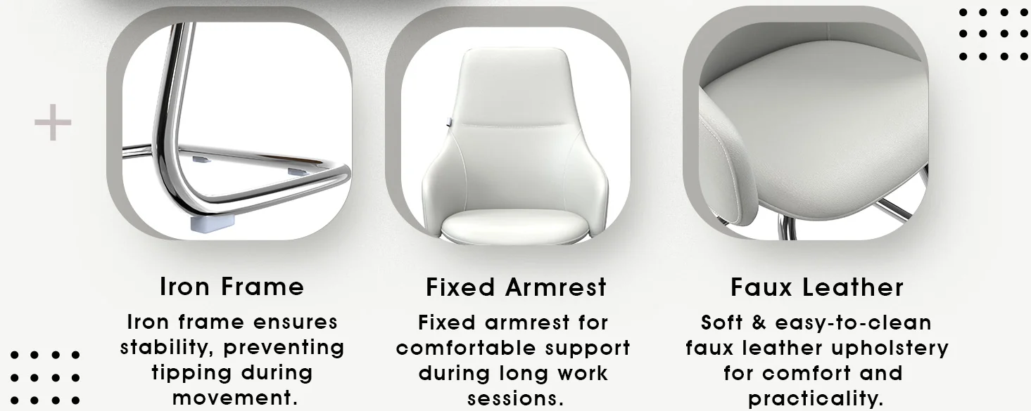 Celeste Series Guest Office Chair in White Leather